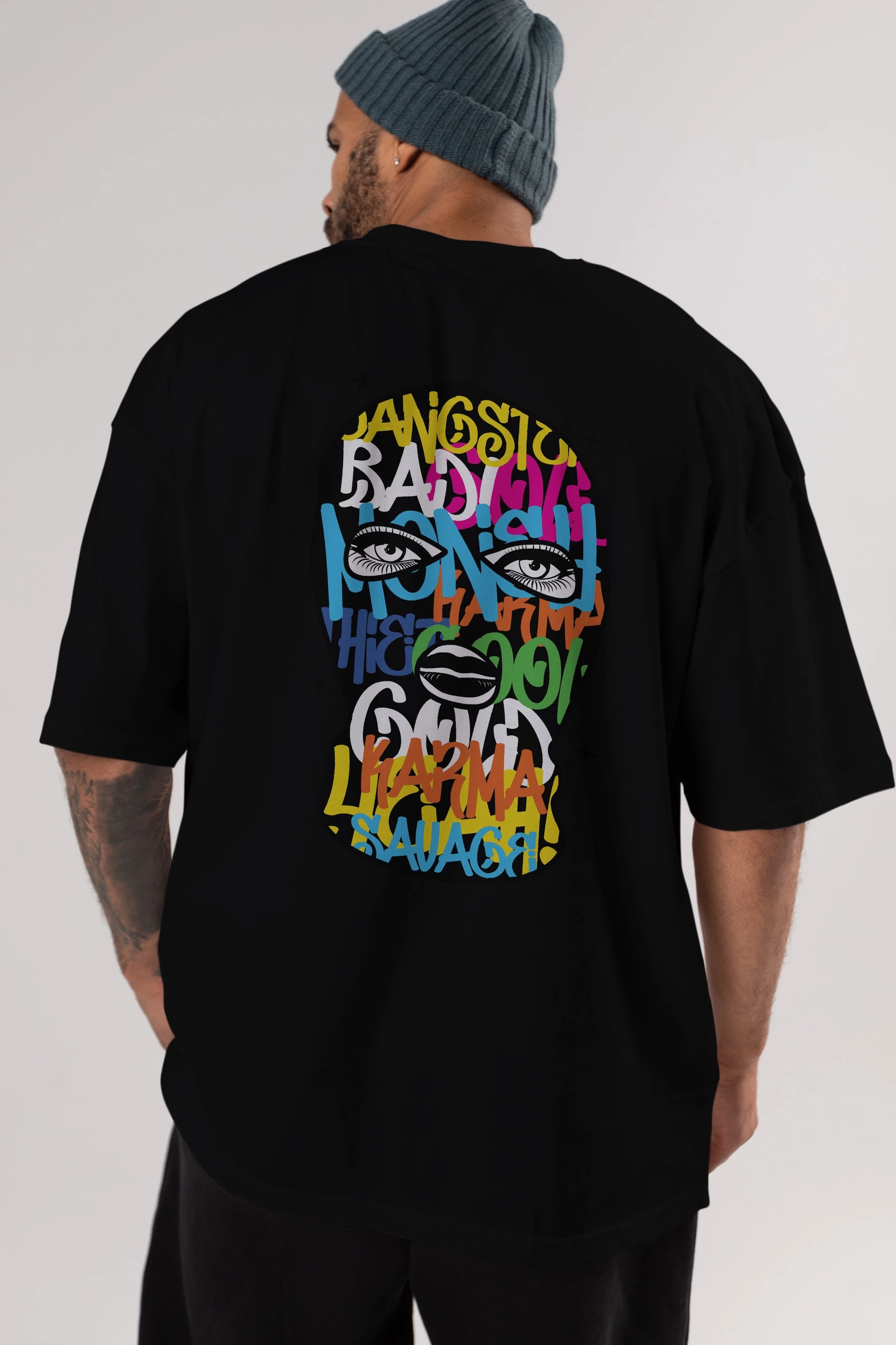 Karma Savage Arka Baskılı Oversize t-shirt Erkek Kadın Unisex