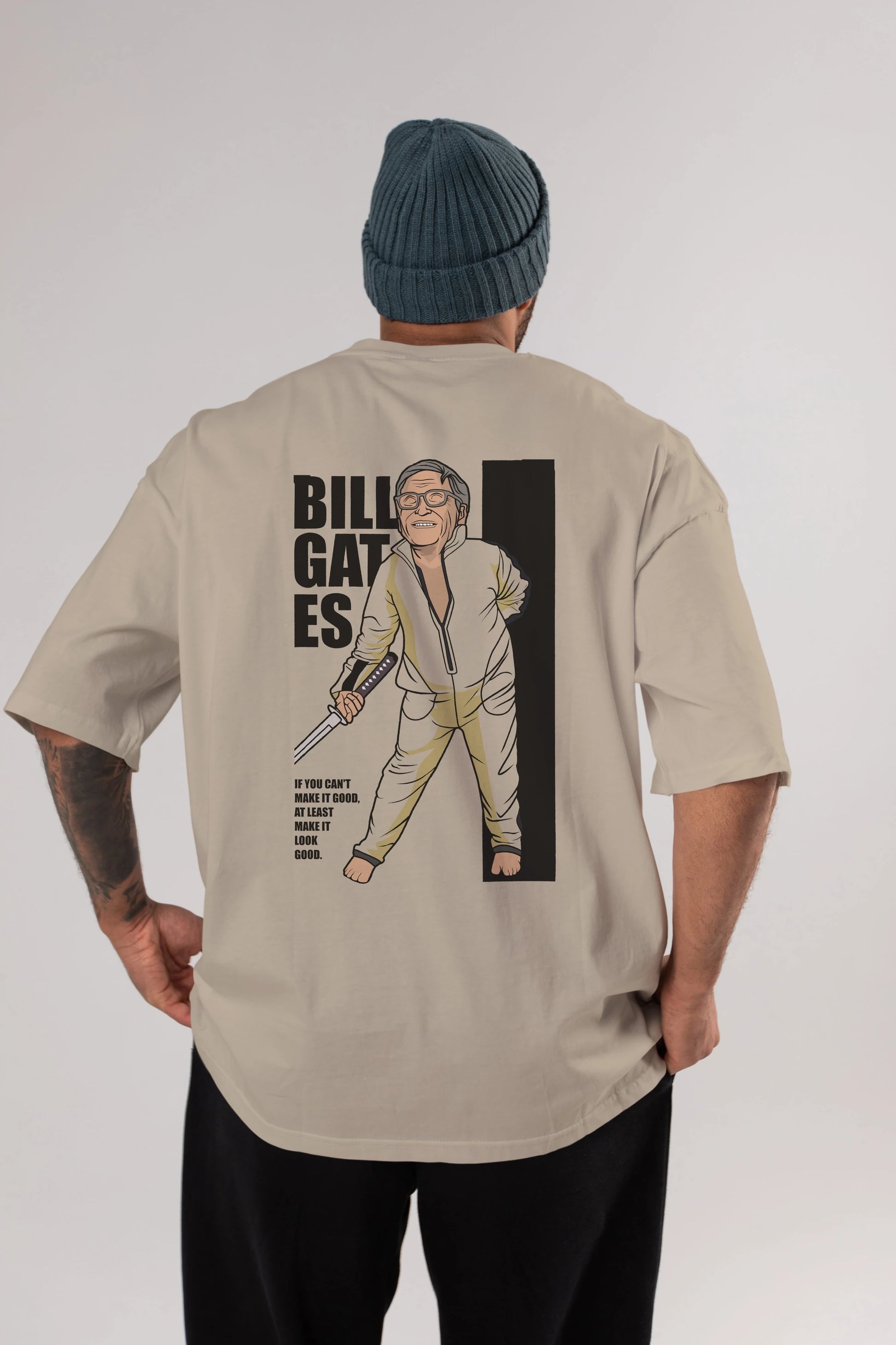 Bill Gates Arka Baskılı Oversize t-shirt Erkek Kadın Unisex %100 Pamuk tişort