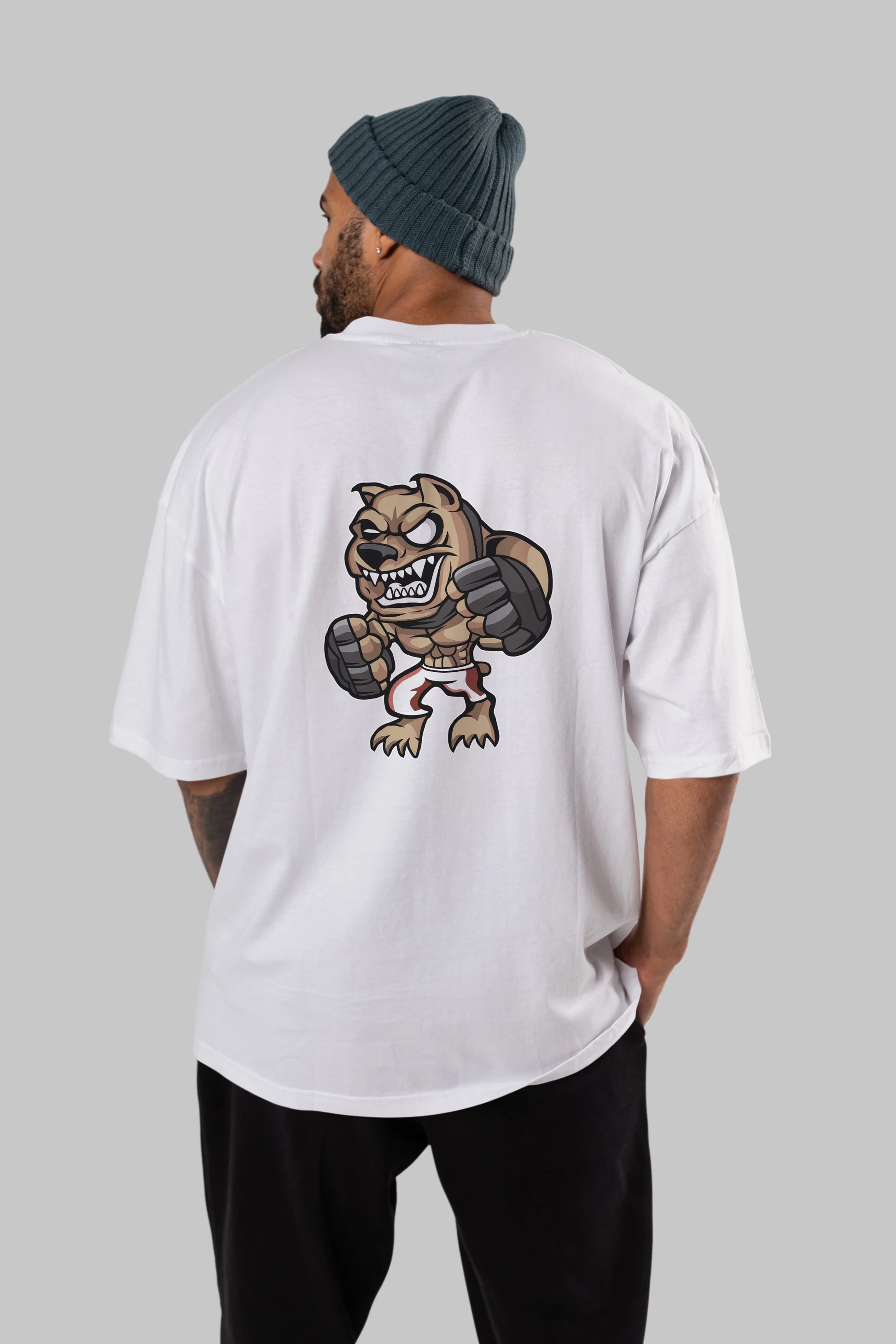 MMA Dog Arka Baskılı Oversize t-shirt Erkek Kadın Unisex %100 Pamuk tişort