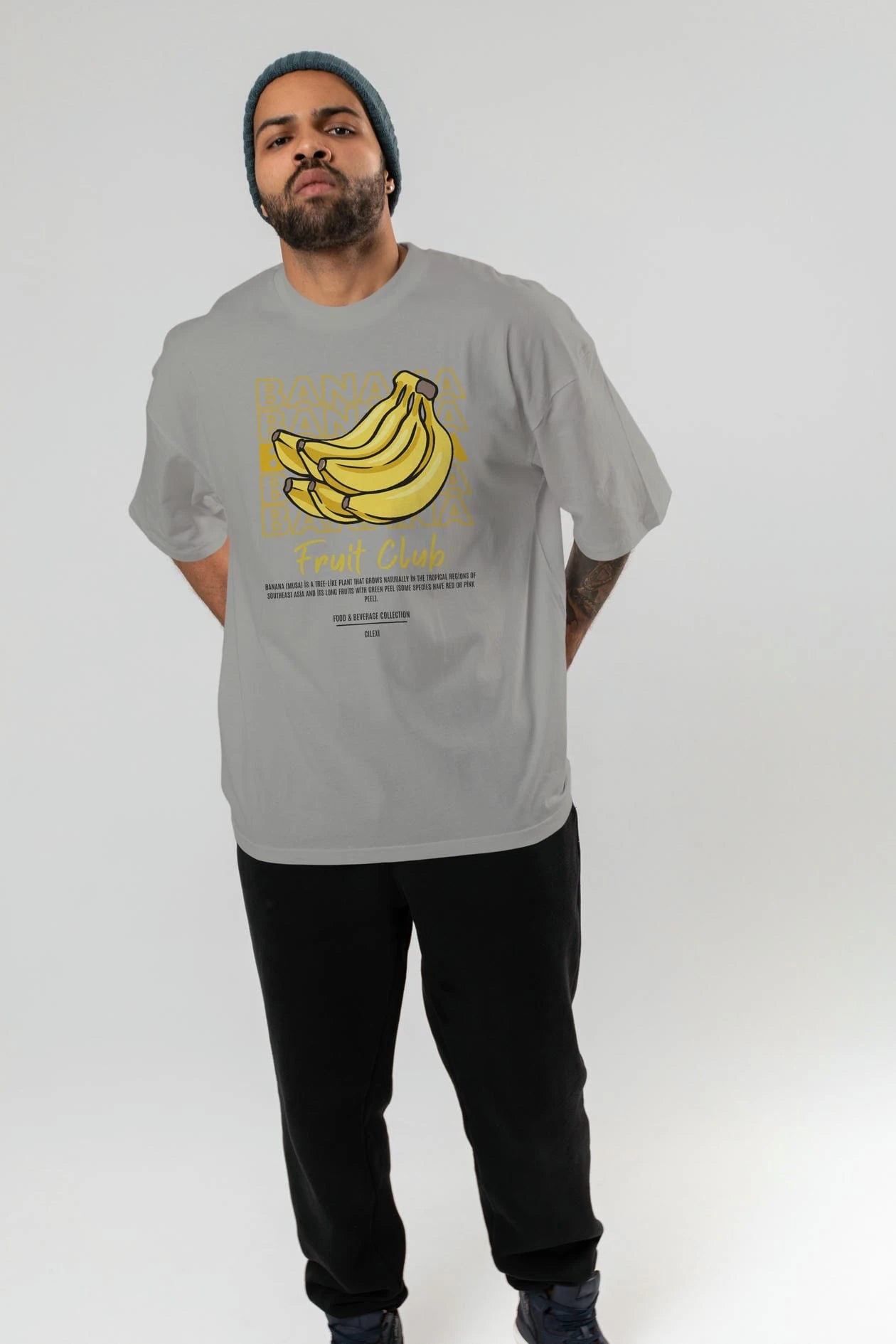 Banana Ön Baskılı Oversize t-shirt Erkek Kadın Pamuk Bisiklet Yaka tişort