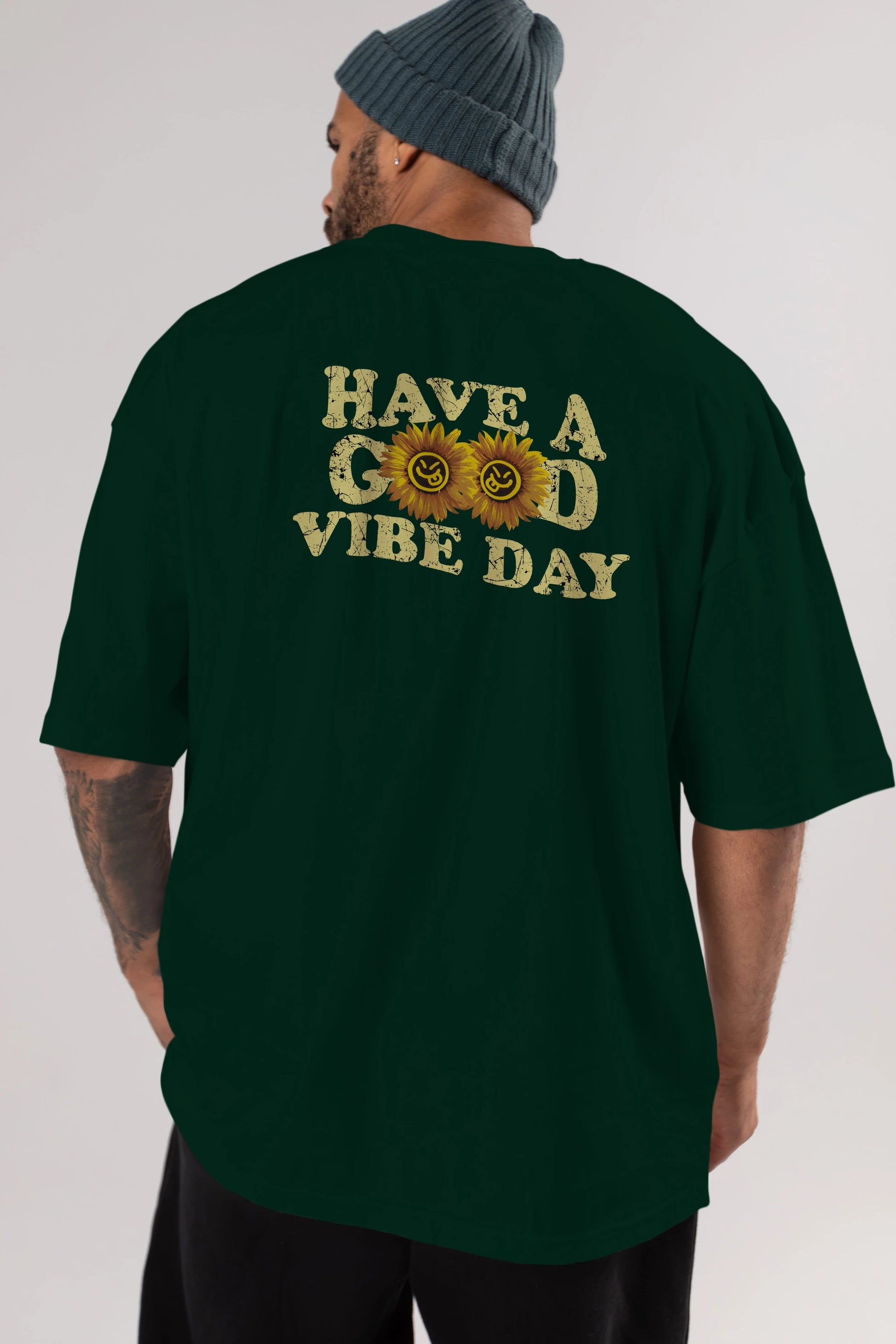 Have a Good Vibe Day Arka Baskılı Oversize t-shirt Erkek Kadın Unisex