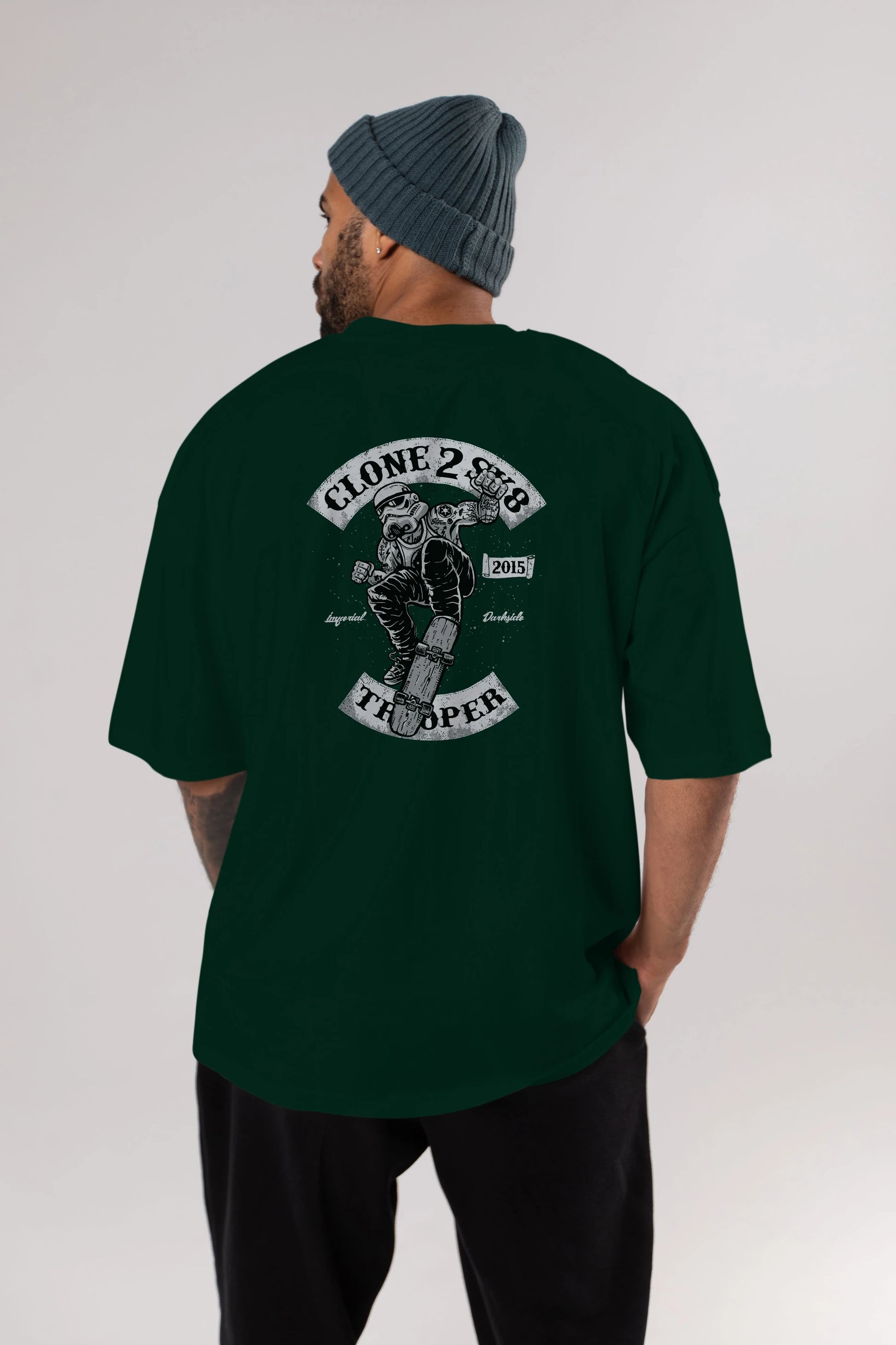 Clone 2 Sk8 Arka Baskılı Oversize t-shirt Erkek Kadın Unisex %100 Pamuk