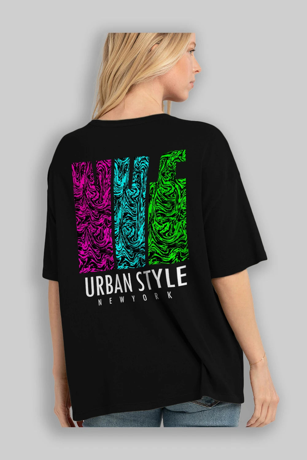 Urban Style Newyork Arka Baskılı Oversize t-shirt Erkek Kadın Unisex