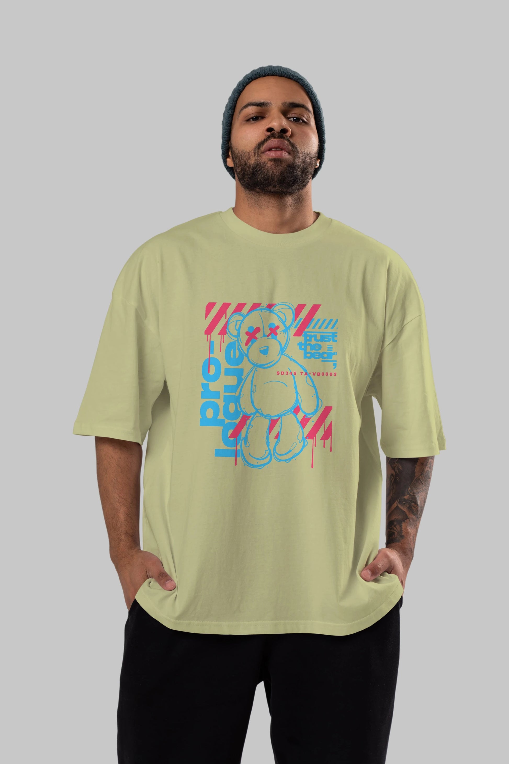 Trust The Bear Ön Baskılı Oversize t-shirt Erkek Kadın Unisex