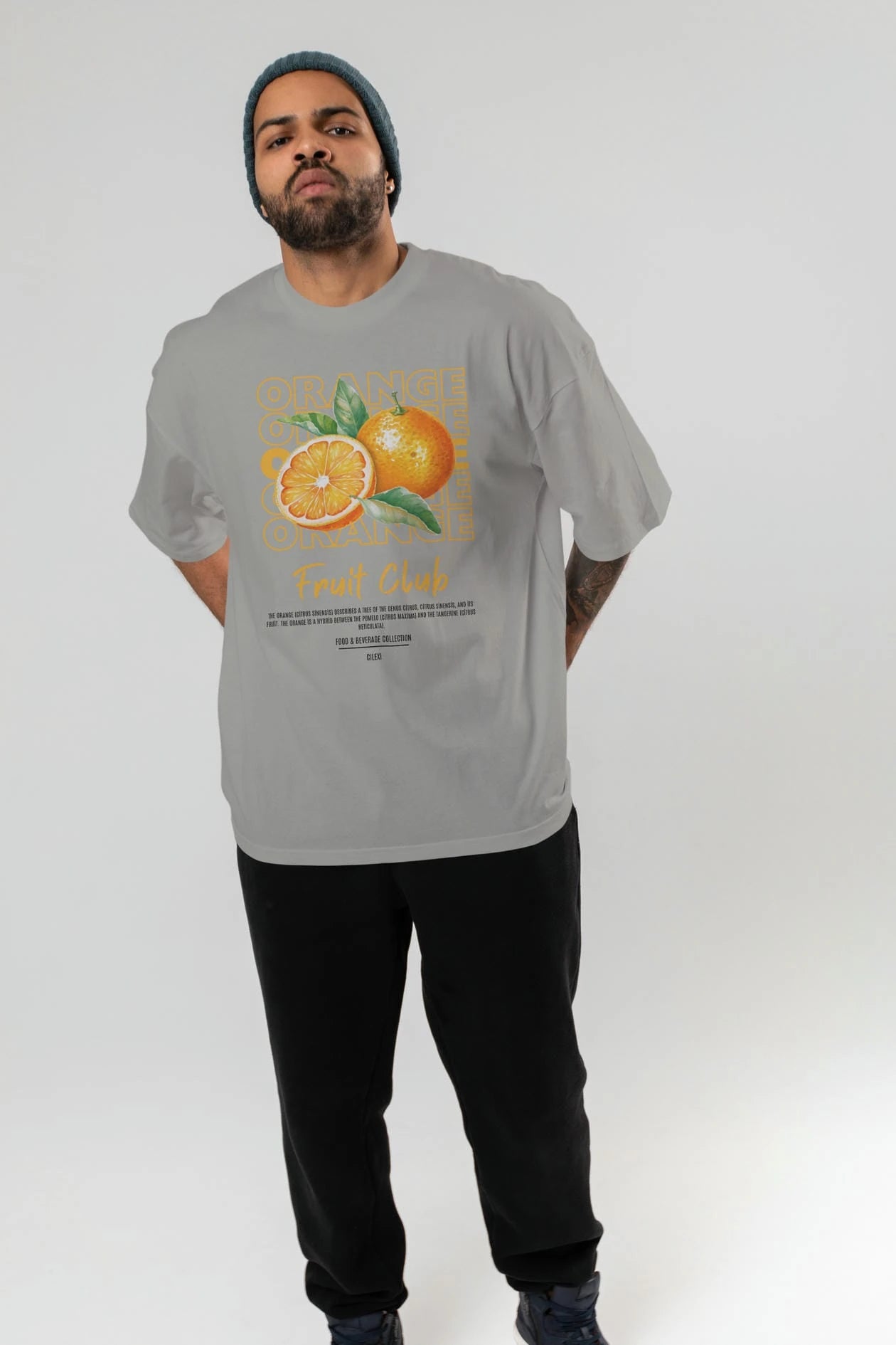 Orange Ön Baskılı Oversize t-shirt Erkek Kadın Pamuk Bisiklet Yaka tişort