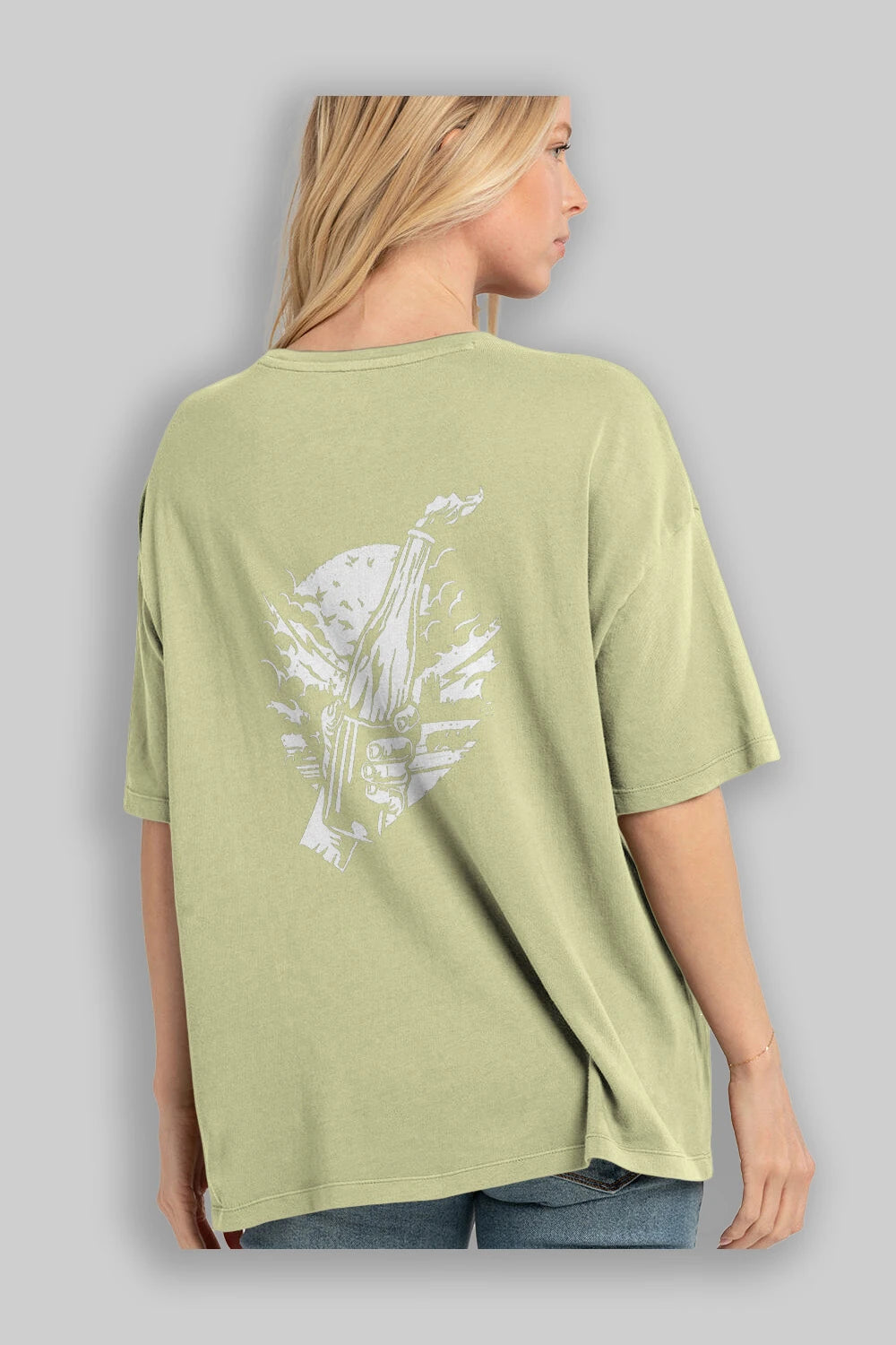 Molotov Cocktail Arka Baskılı Oversize t-shirt Erkek Kadın Unisex %100 Pamuk