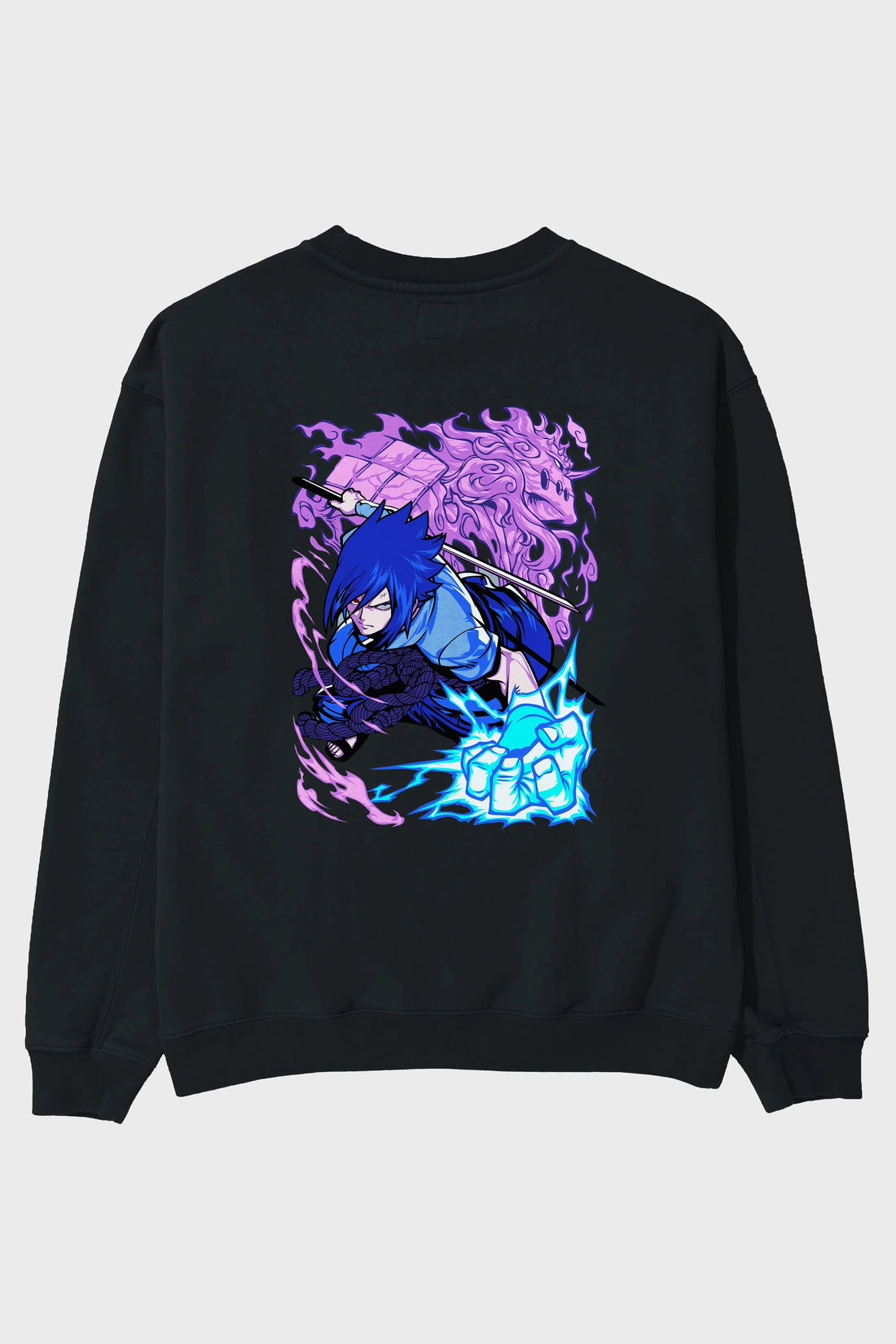 NARUTO SASUKE UCHIHA 2 Anime Arka Baskılı Oversize Sweatshirt Erkek Kadın Unisex