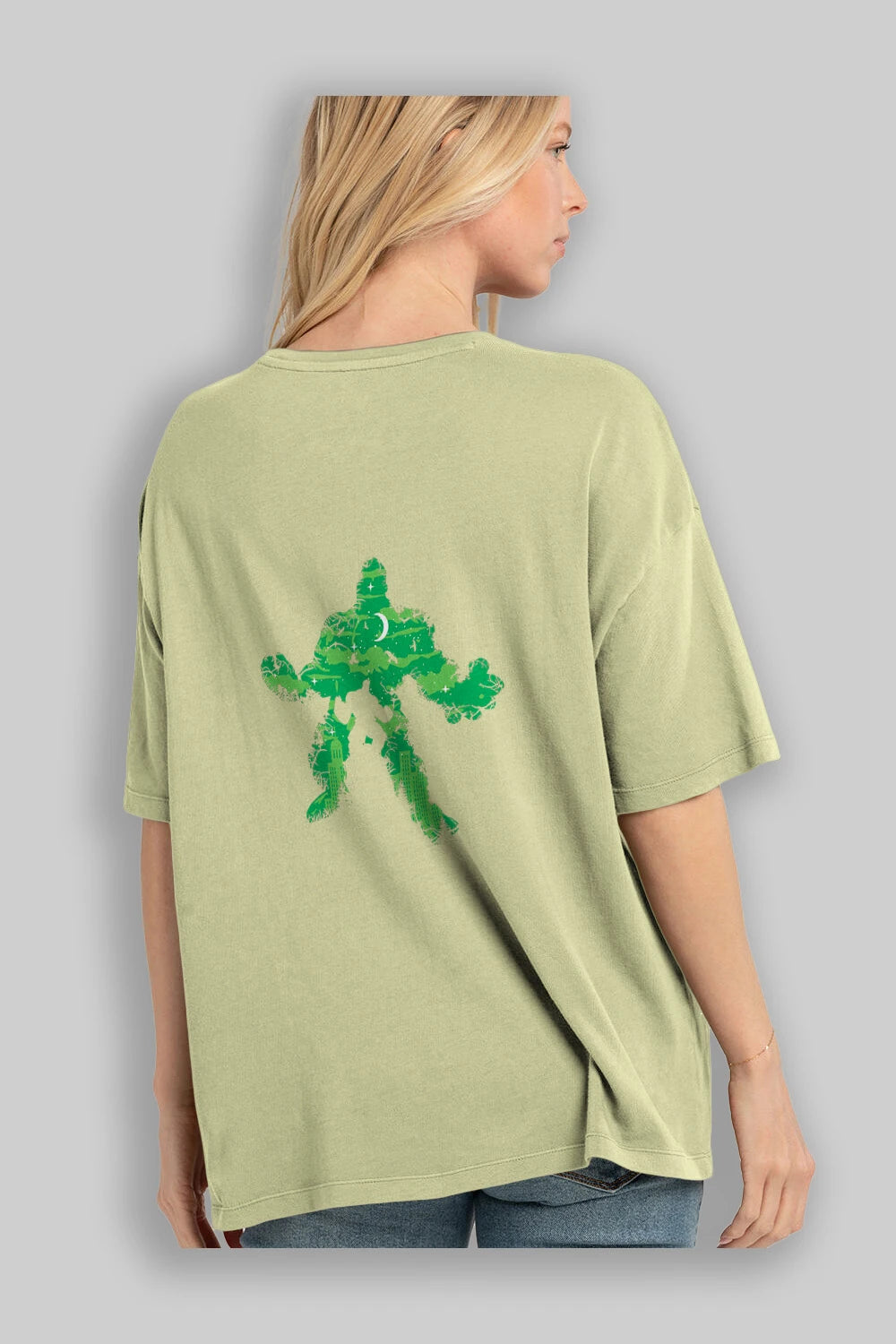 Green Monster Arka Baskılı Oversize t-shirt %100 pamuk Erkek Kadın Unisex