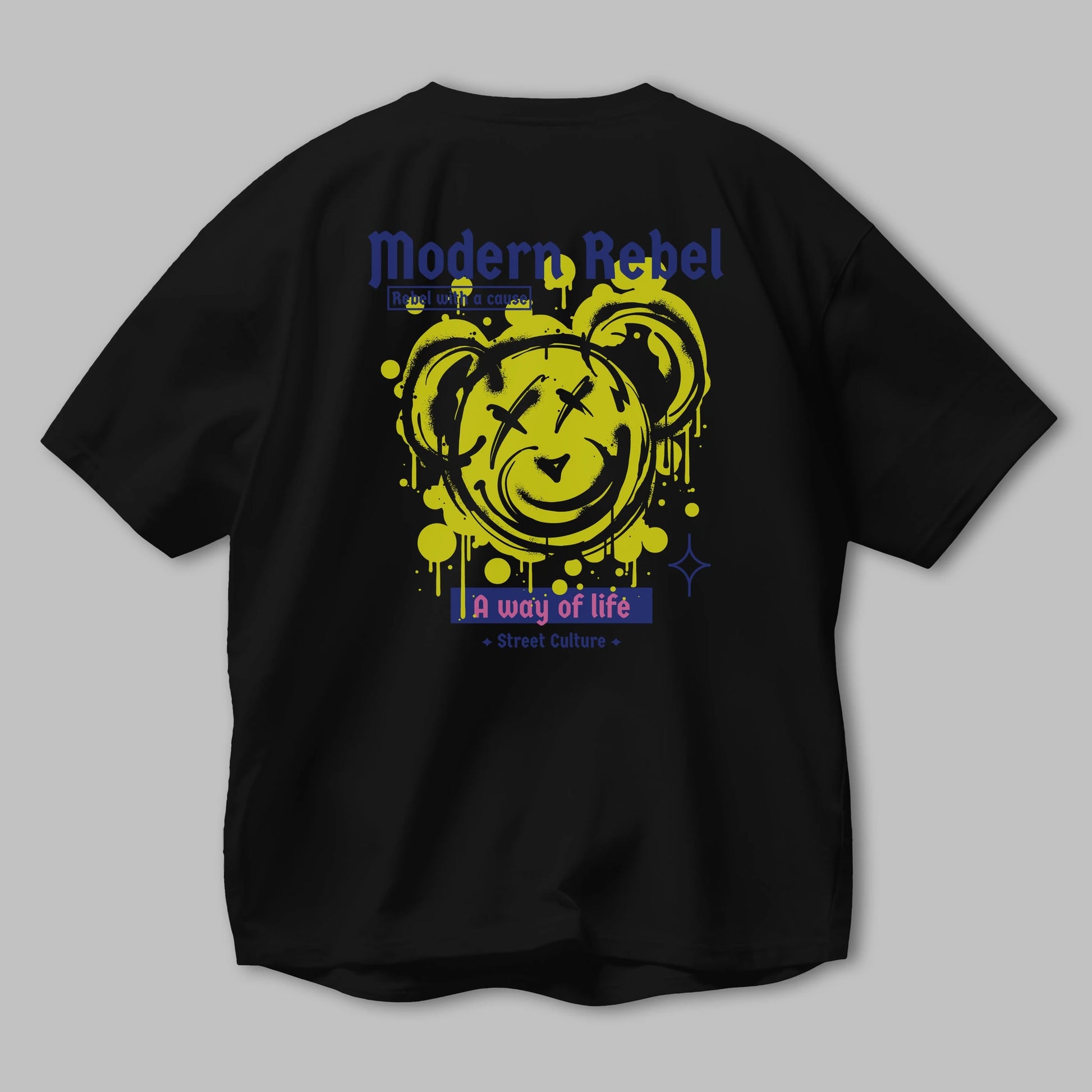Modern Rebel Bear Arka Baskılı Oversize t-shirt Erkek Kadın Unisex