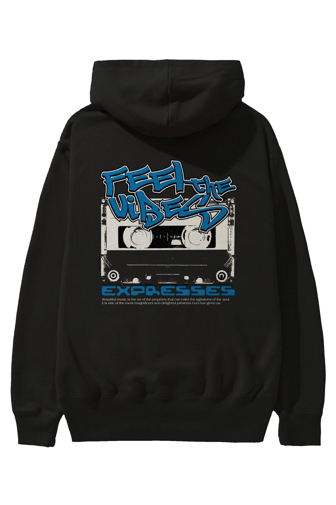 Feel The Vibes Arka Baskılı Hoodie Oversize Kapüşonlu Sweatshirt Erkek Kadın Unisex