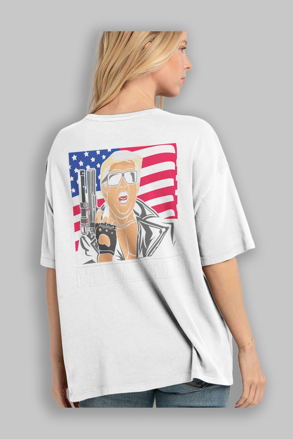 Trumpminator Arka Baskılı Oversize t-shirt Erkek Kadın Unisex %100 Pamuk tişort
