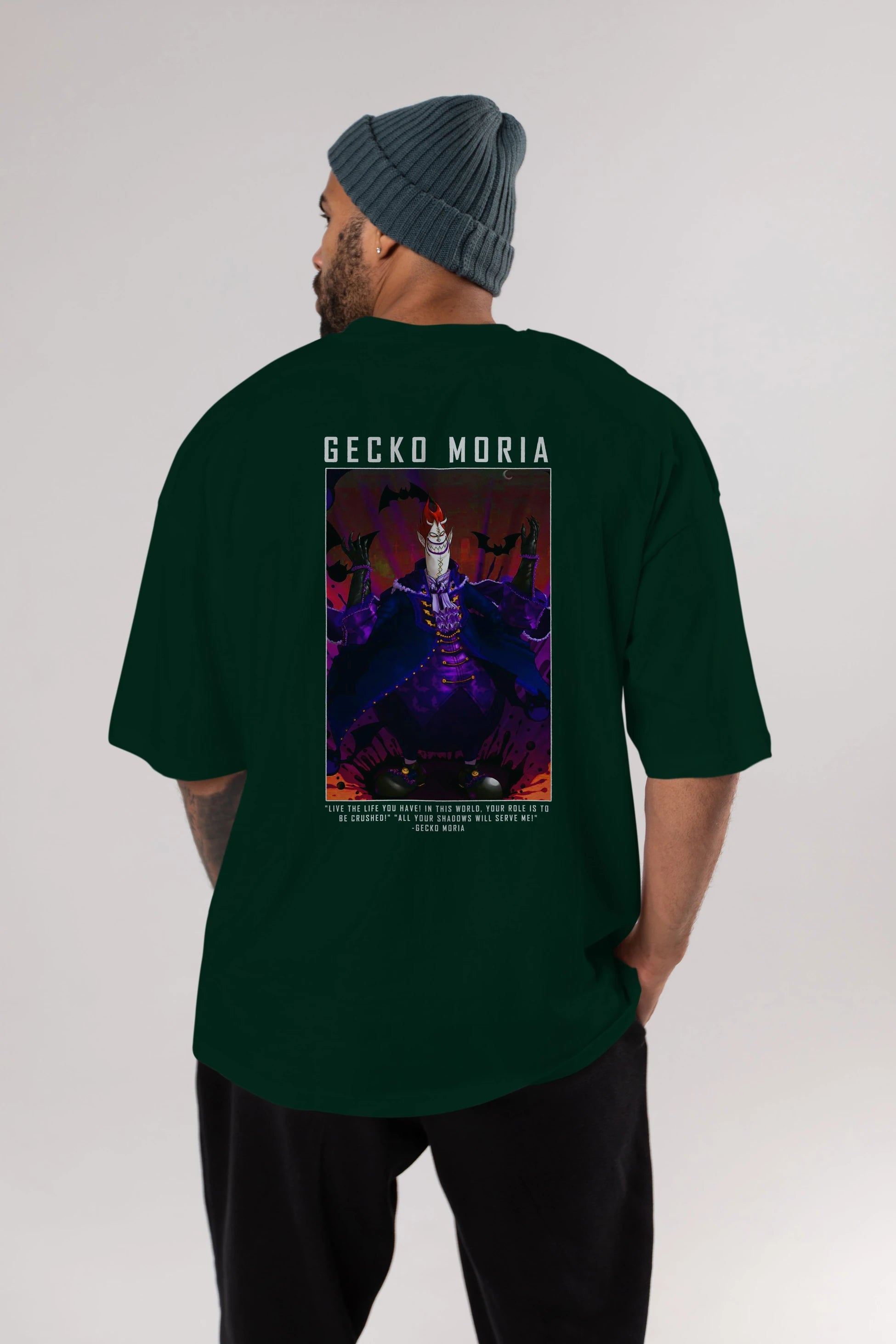 Gecko Moria Anime Arka Baskılı Oversize t-shirt Erkek Kadın Unisex %100 pamuk tişort