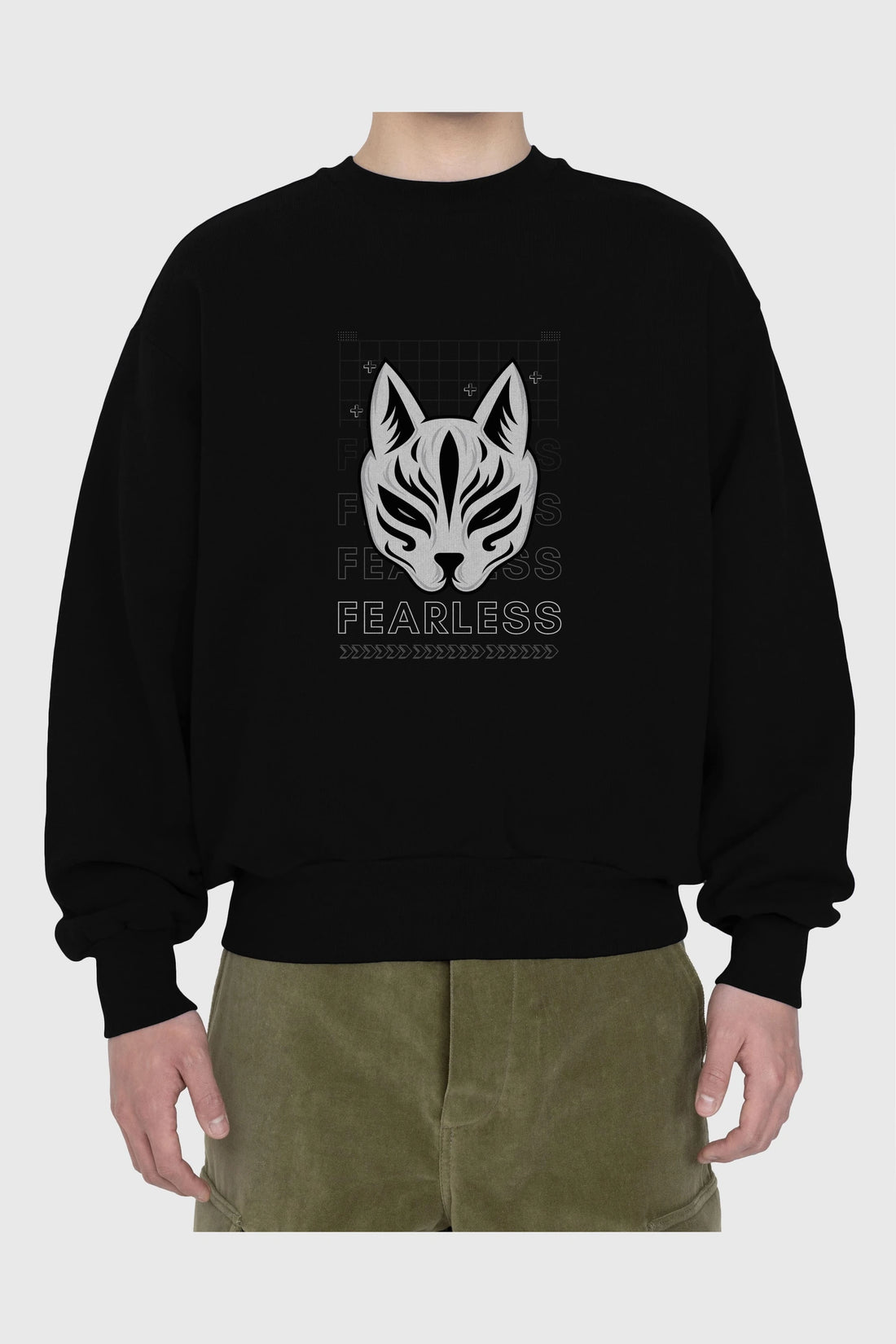 Fearless Yazılı Ön Baskılı Oversize Sweatshirt Erkek Kadın Unisex