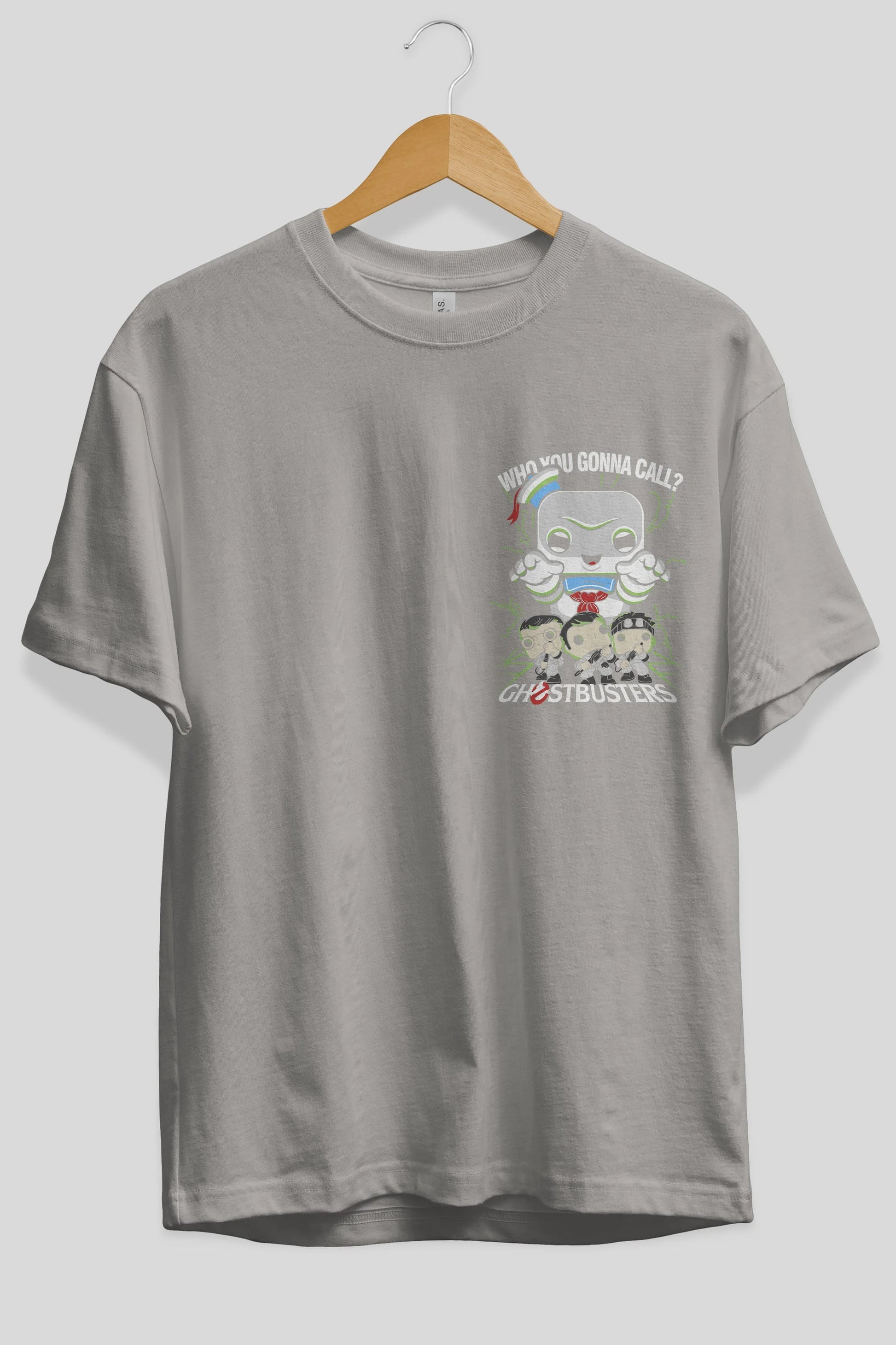 Ghostbusters Ön Sol Baskılı Oversize t-shirt Erkek Kadın Unisex %100 Pamuk Bisiklet Yaka tişort