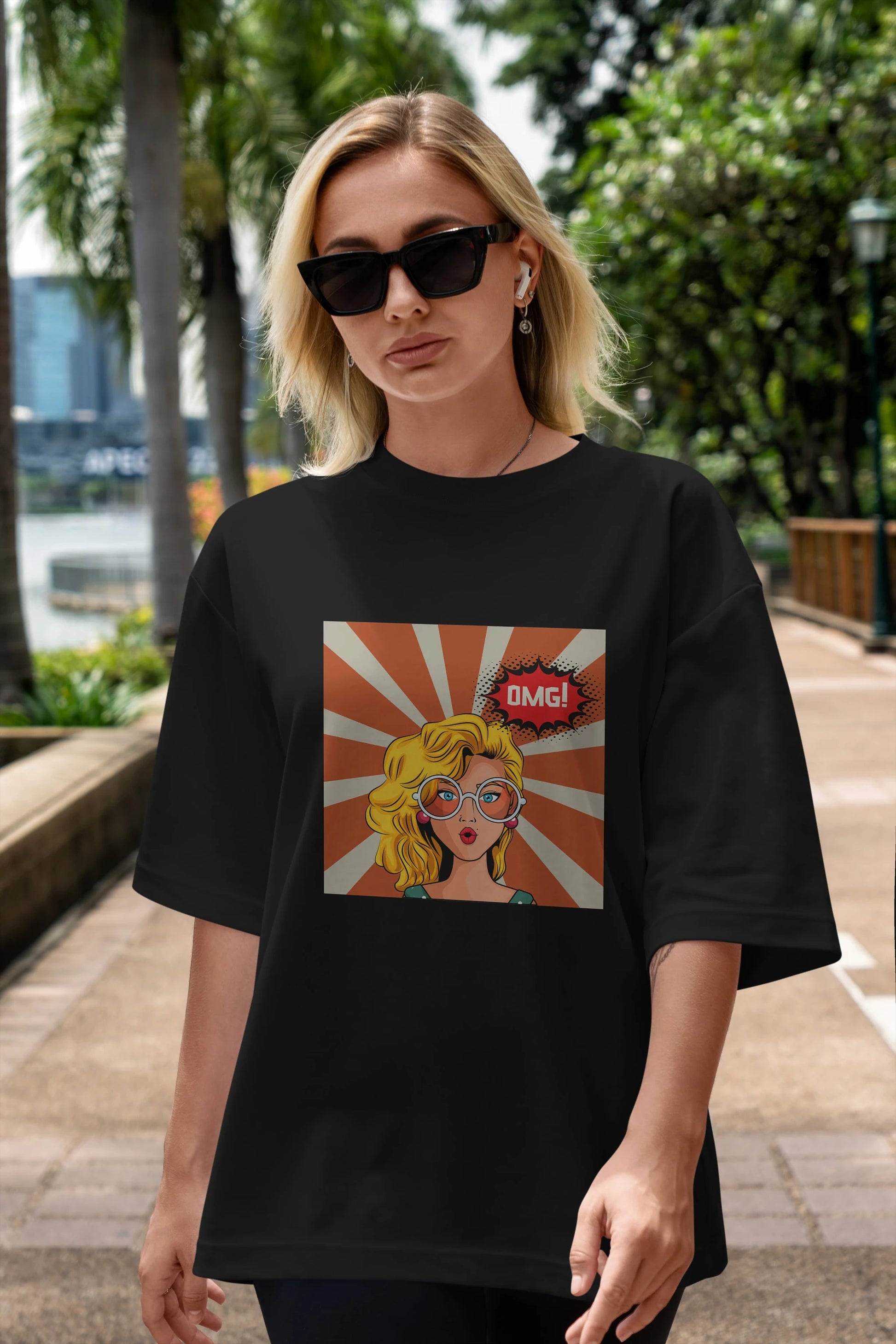 OMG Yazılı Retro Ön Baskılı Oversize t-shirt Erkek Kadın Unisex