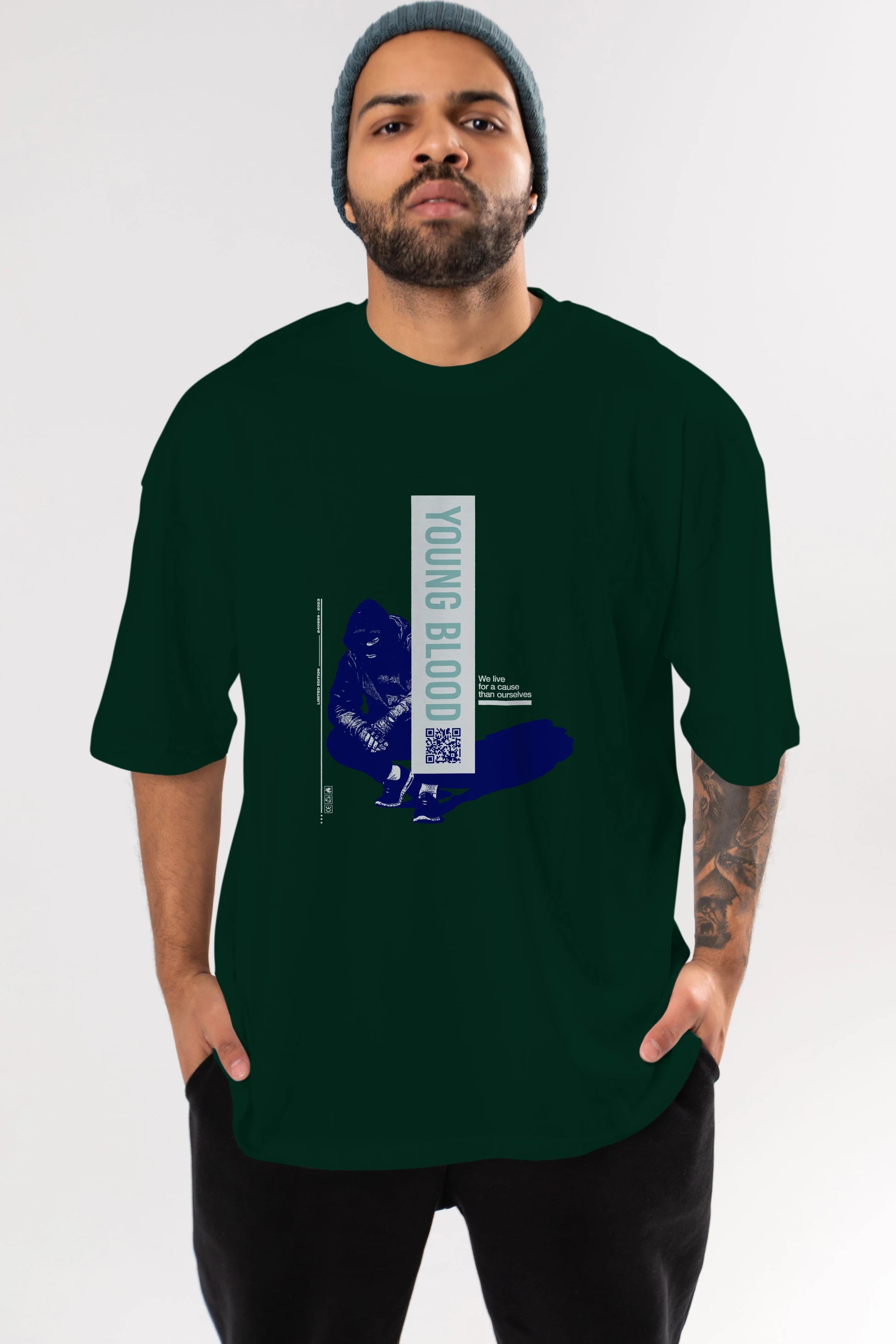 Young Blood Ön Baskılı Oversize t-shirt Erkek Kadın Unisex