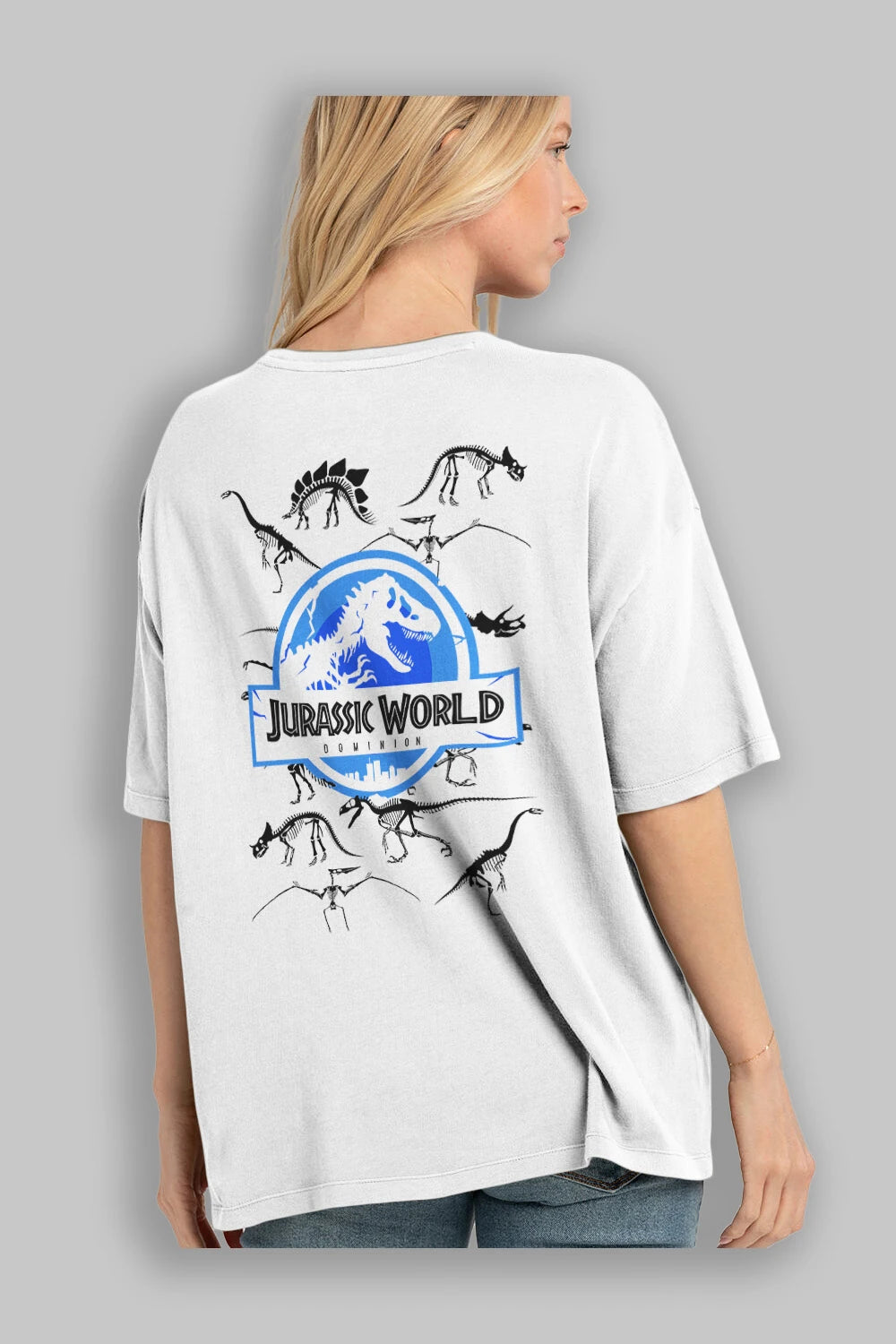 Jurassic Park (5) Arka Baskılı Oversize t-shirt Erkek Kadın Unisex %100 Pamuk Bisiklet Yaka tişort