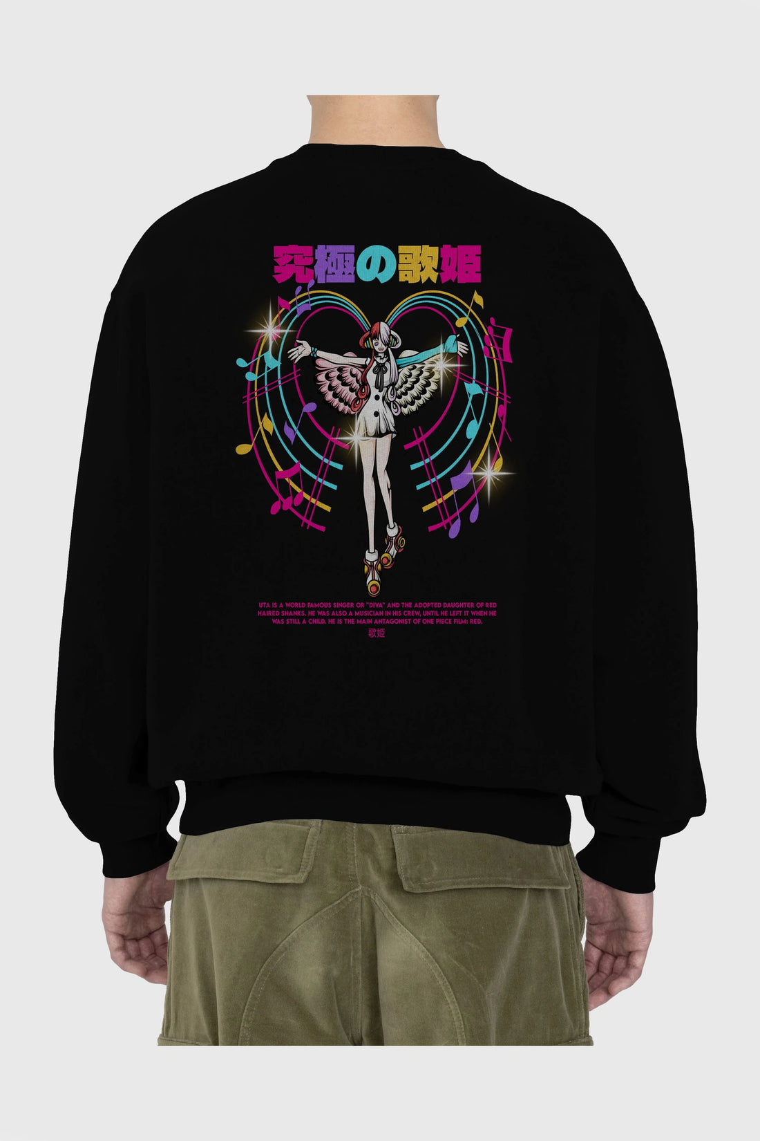 Uta Anime Arka Baskılı Oversize Sweatshirt Erkek Kadın Unisex