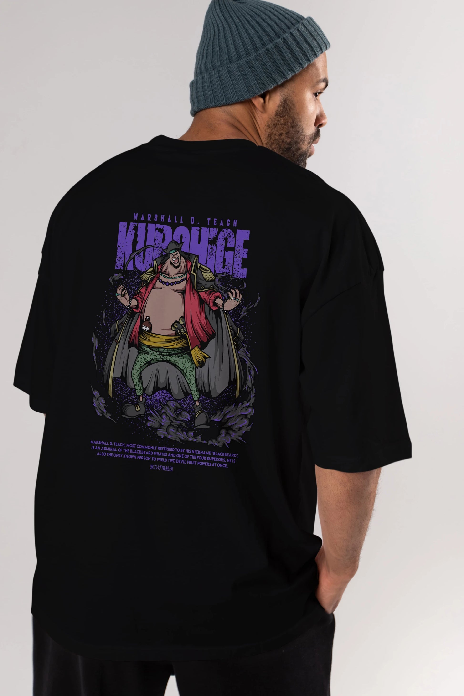 Marshall D. Teach Anime Arka Baskılı Oversize t-shirt Erkek Kadın Unisex