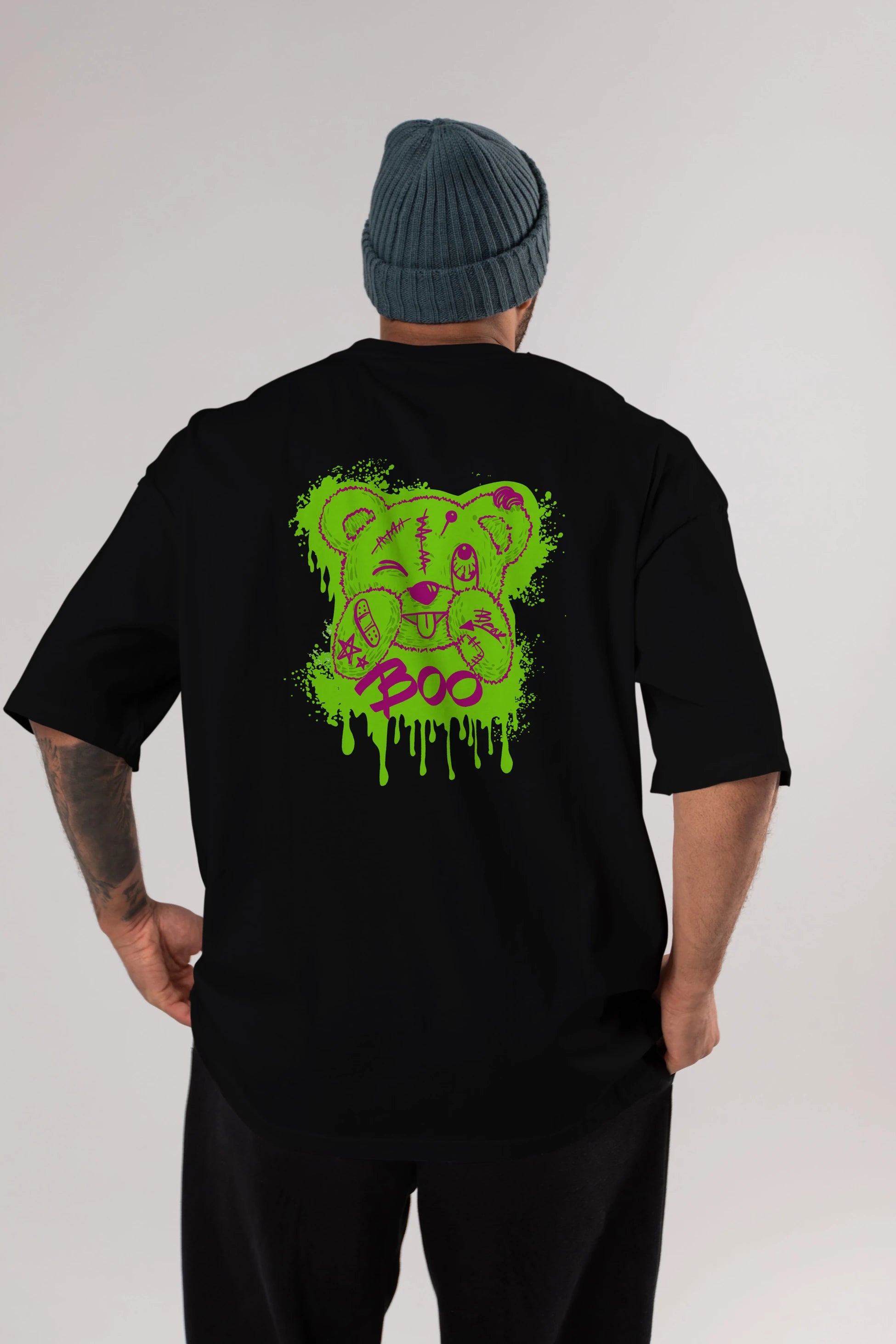 Boo  Bear Arka Baskılı Oversize t-shirt Erkek Kadın Unisex