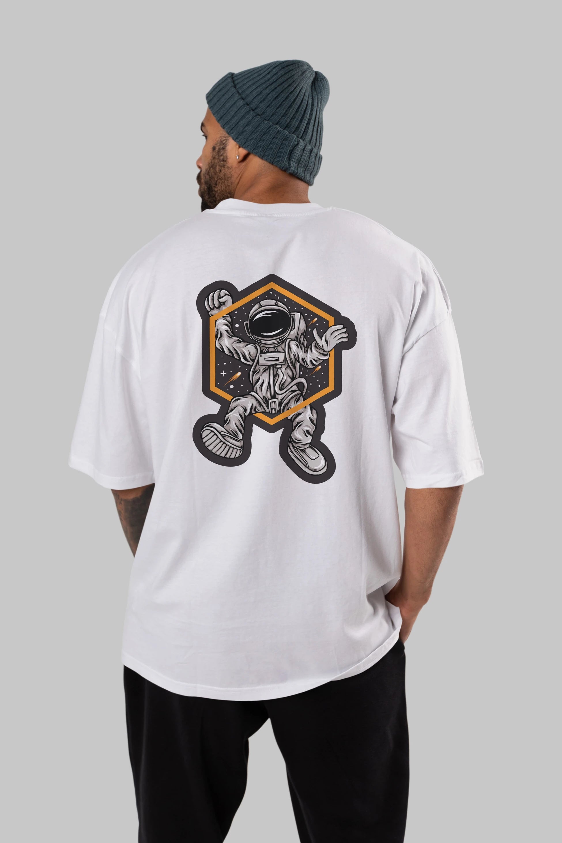 Astrofun Sticker Arka Baskılı Oversize t-shirt Erkek Kadın Unisex