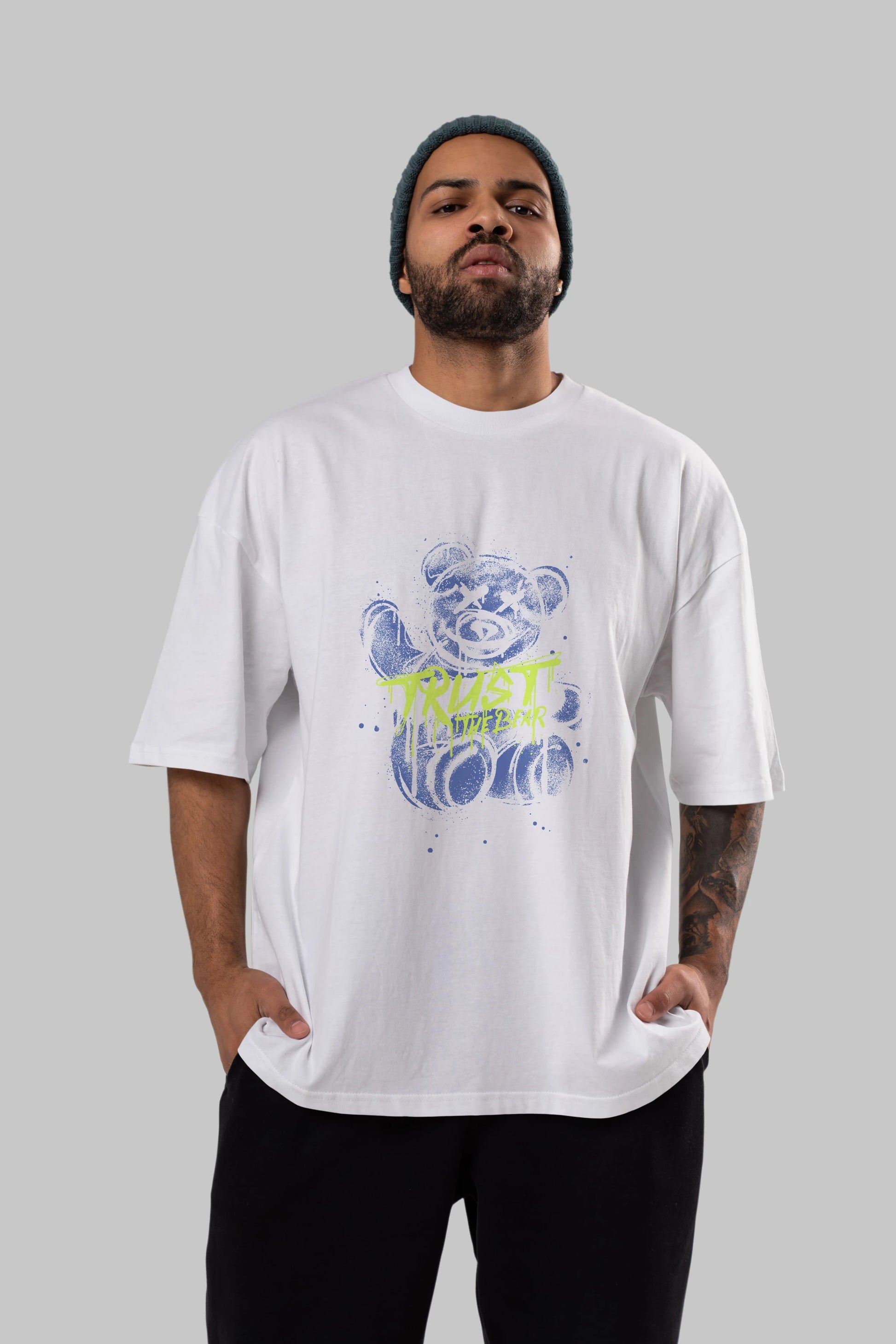 Trust The Bear 4 Ön Baskılı Oversize t-shirt Erkek Kadın Unisex