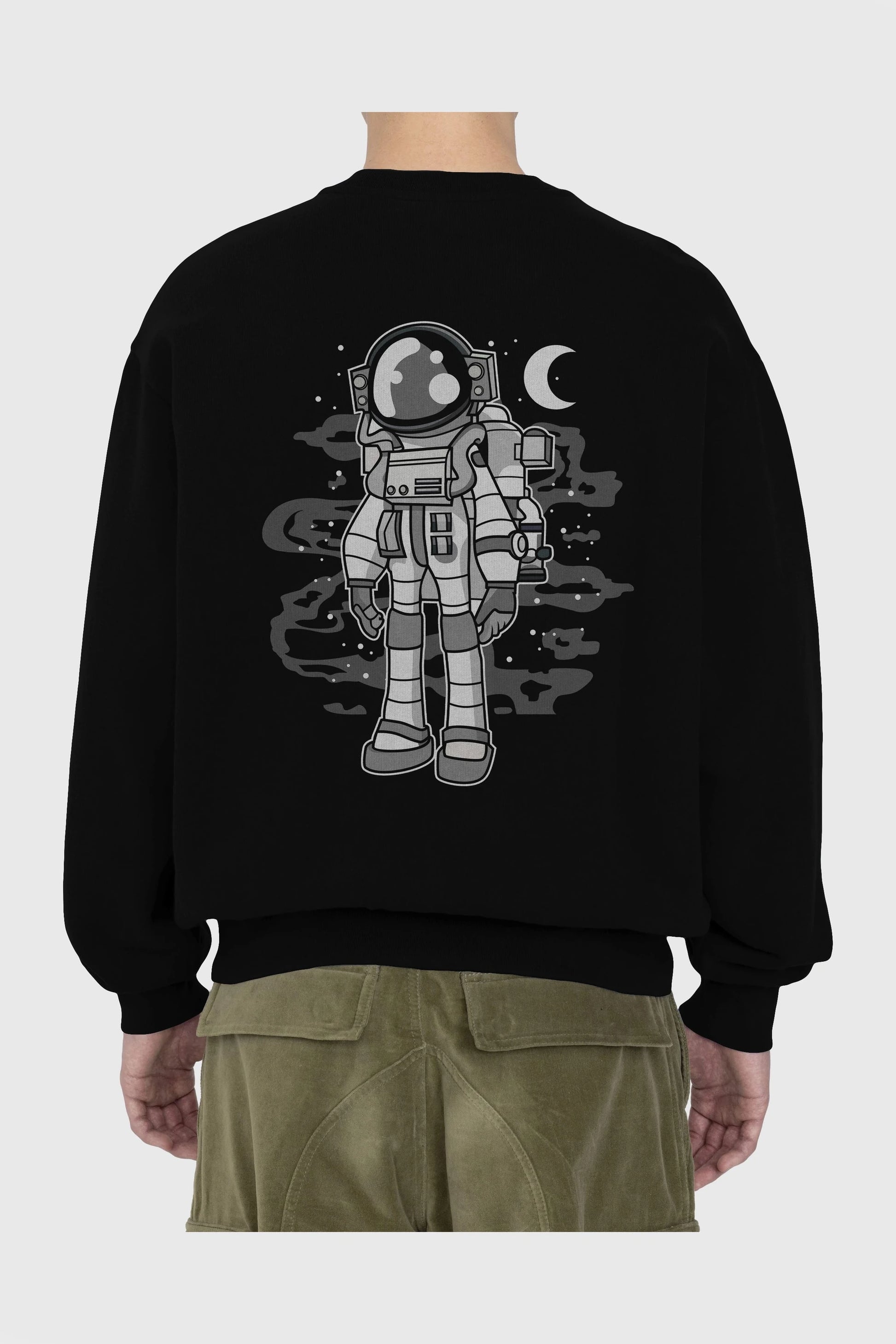 Astronaut Stand Arka Baskılı Oversize Sweatshirt Erkek Kadın Unisex