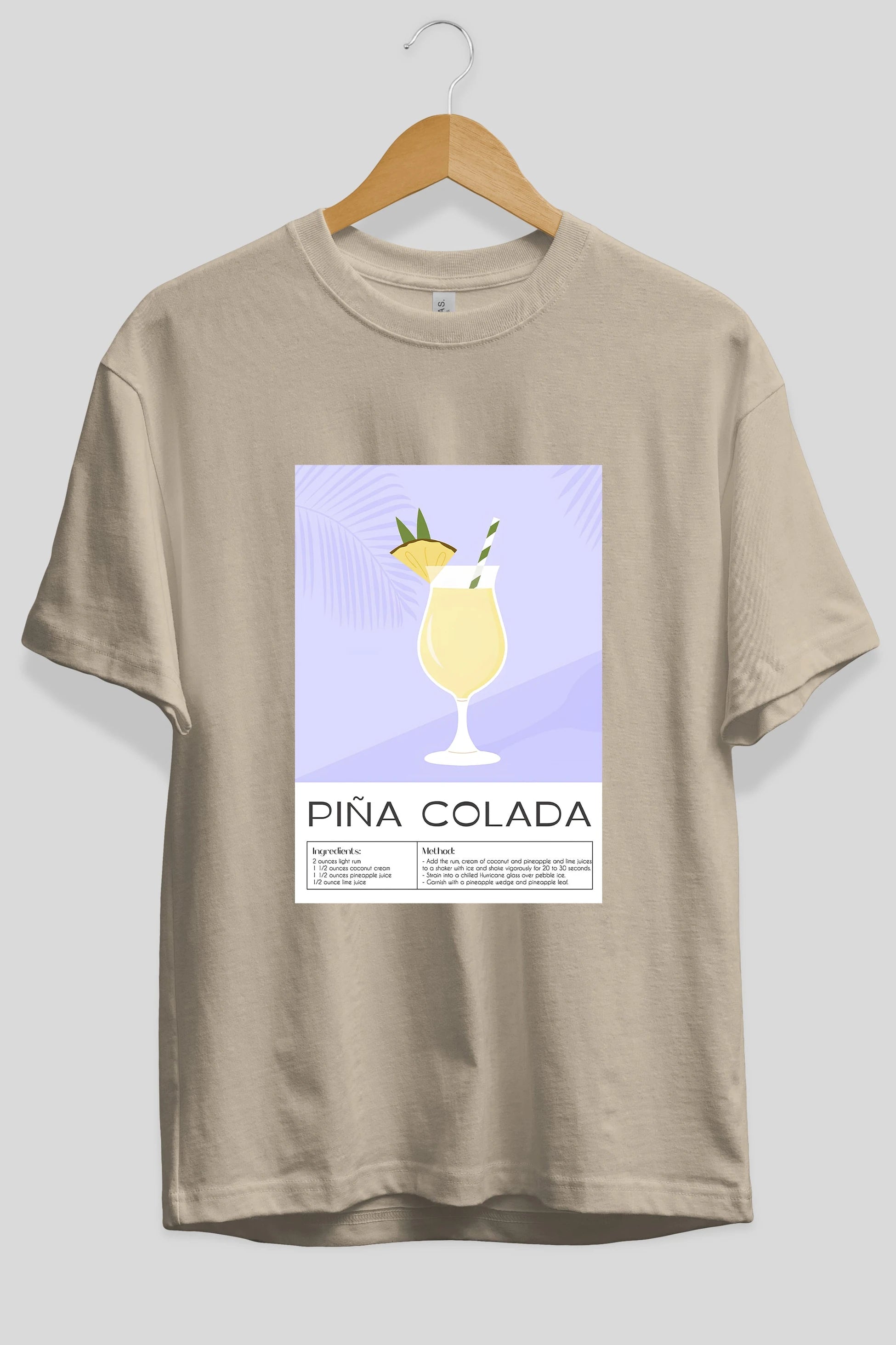 PIna Colada 6 Ön Baskılı Oversize t-shirt Erkek Kadın Unisex %100 Pamuk Bisiklet Yaka tişort
