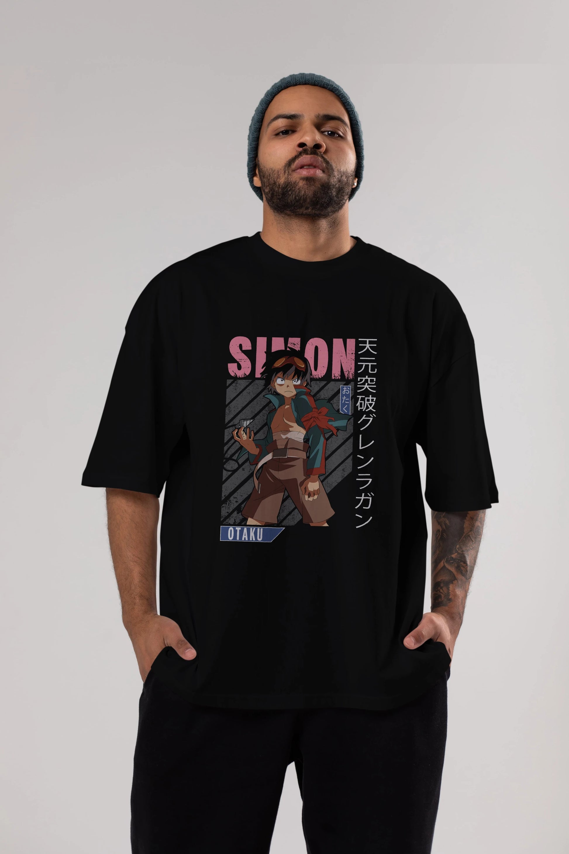 Simon 5 Anime Ön Baskılı Oversize t-shirt %100 pamuk Erkek Kadın Unisex