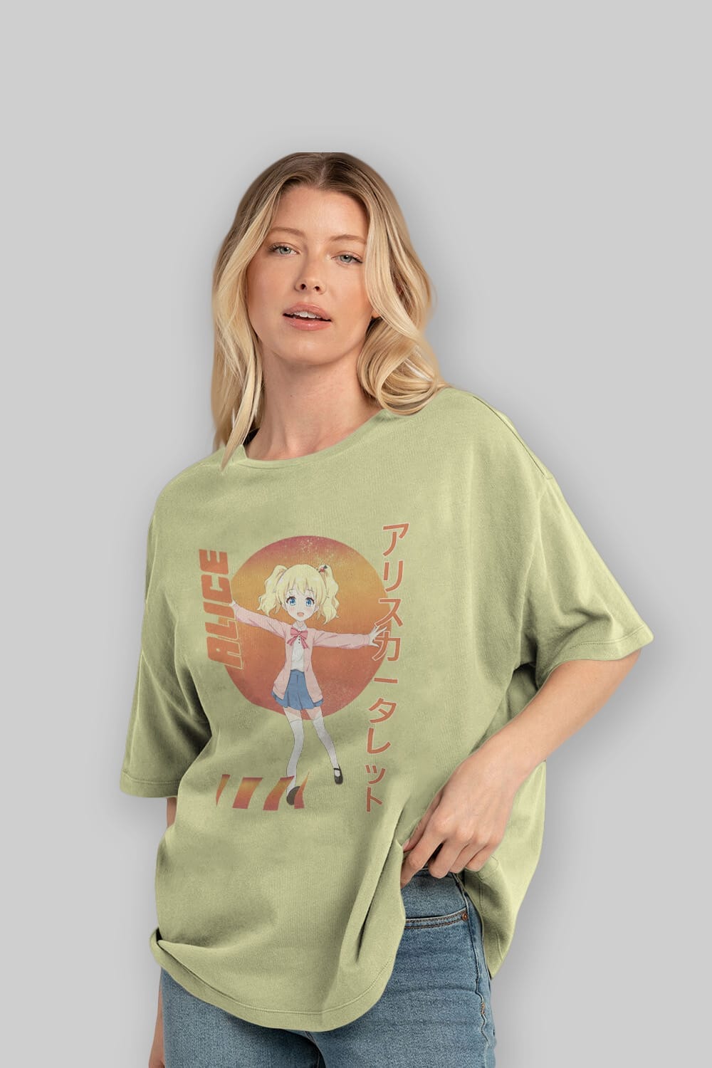 Alice Cartelet 15 Anime Ön Baskılı Oversize t-shirt %100 pamuk Erkek Kadın Unisex