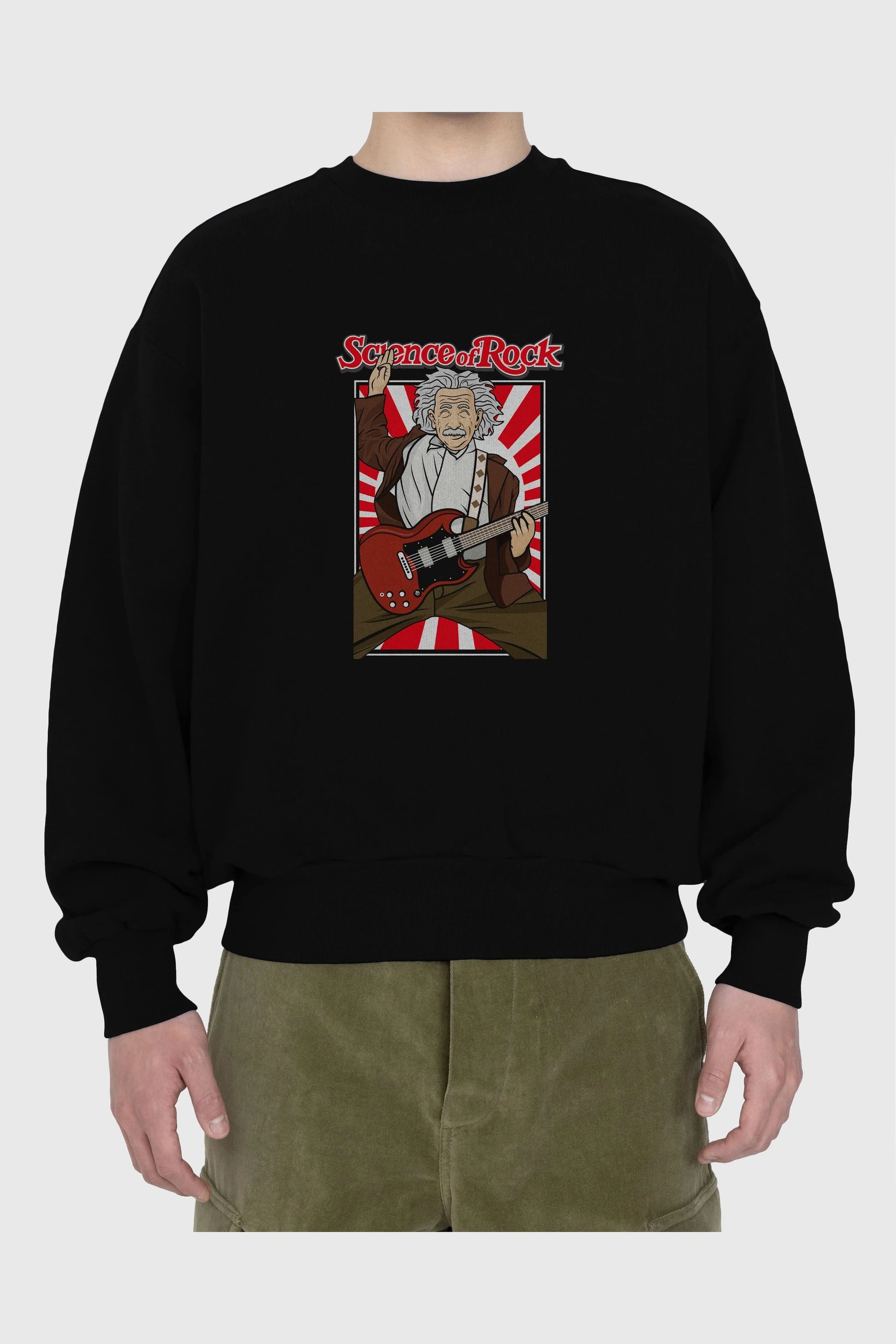 Einstein Science Of Rock Ön Baskılı Oversize Sweatshirt Erkek Kadın Unisex