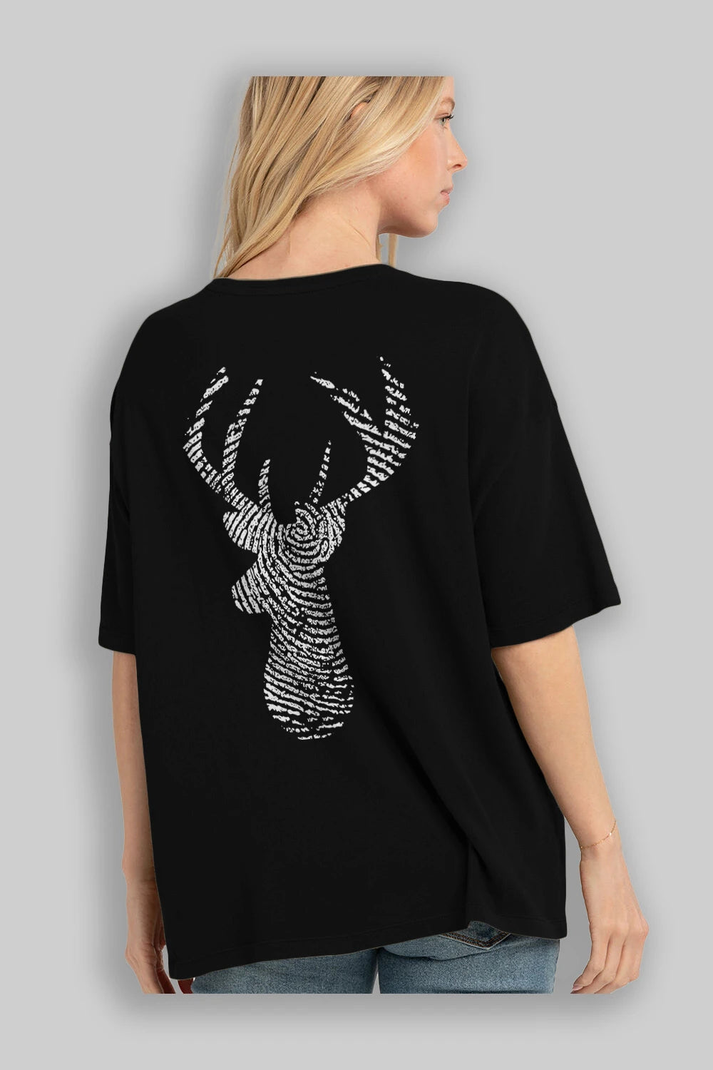 Deer 3 Arka Baskılı Oversize t-shirt %100 pamuk Erkek Kadın Unisex