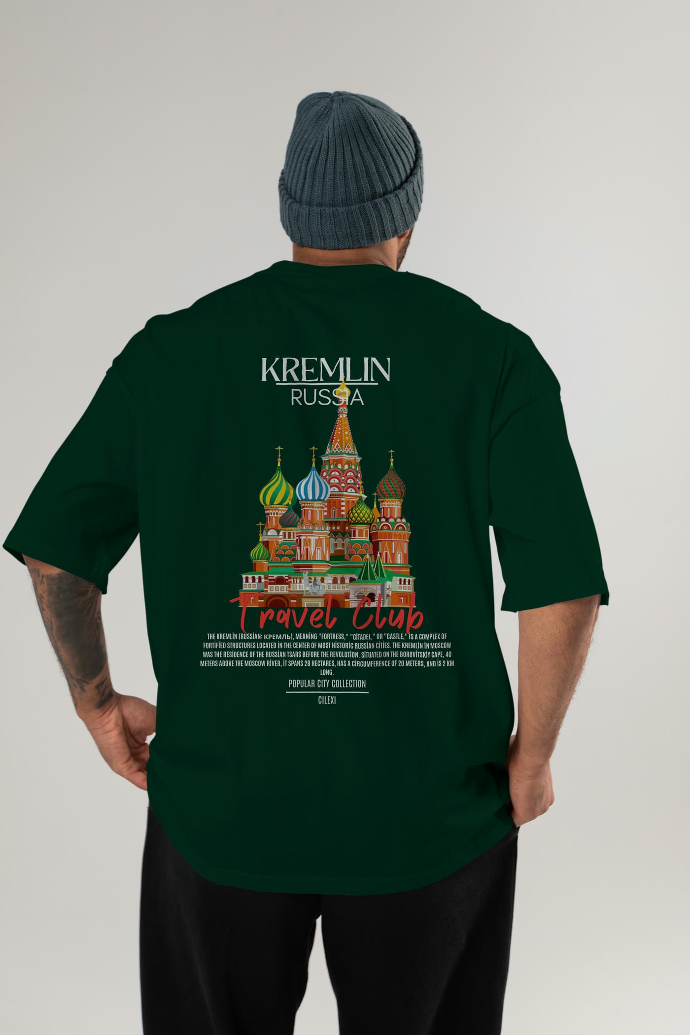 Kremlin Russia Arka Baskılı Oversize t-shirt Erkek Kadın Pamuk Bisiklet Yaka tişort