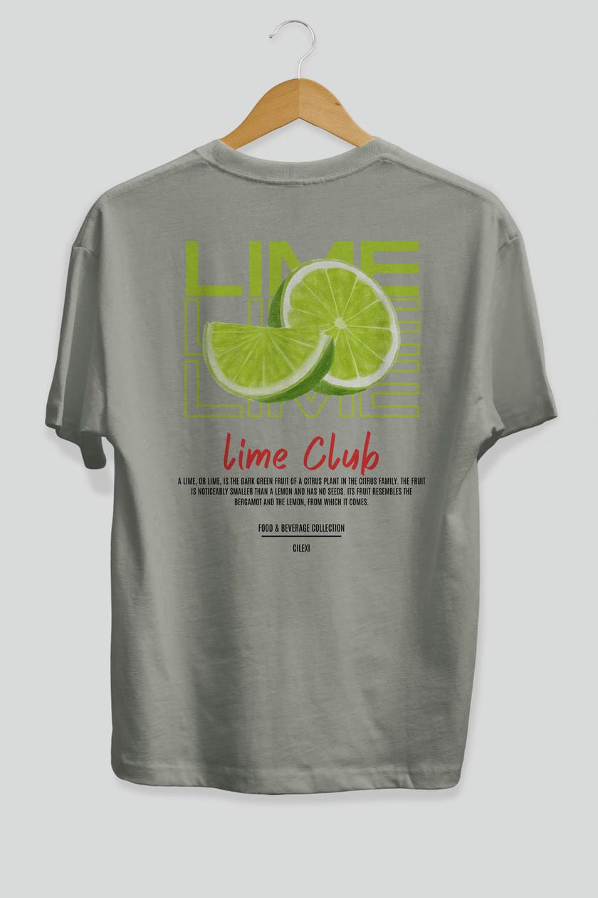 Lime Kokteyl Serisi Baskılı Oversize t-shirt Erkek Kadın Unisex %100 Pamuk Bisiklet Yaka tişort