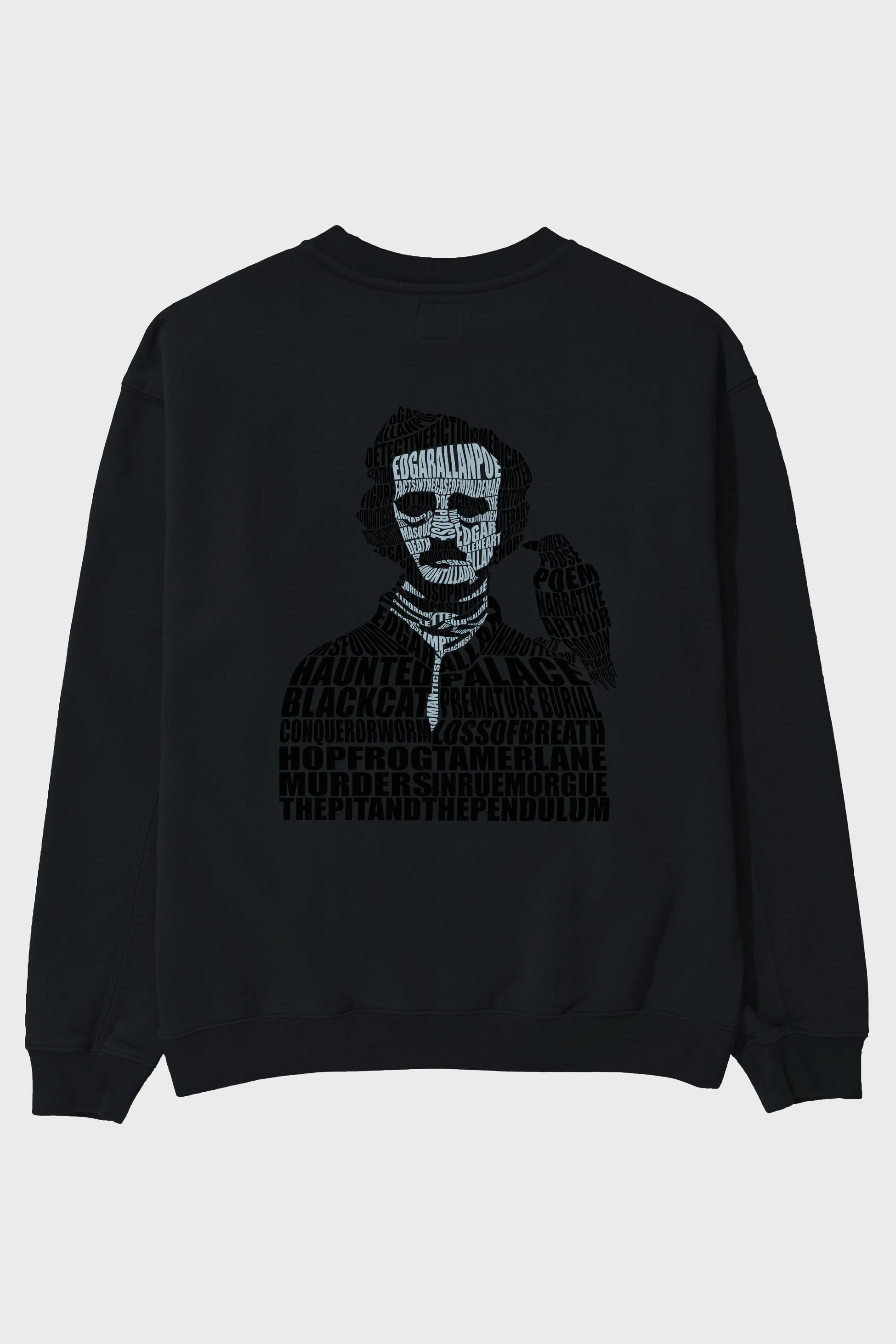 Edgar Alan Poe Calligram Arka Baskılı Oversize Sweatshirt Erkek Kadın Unisex