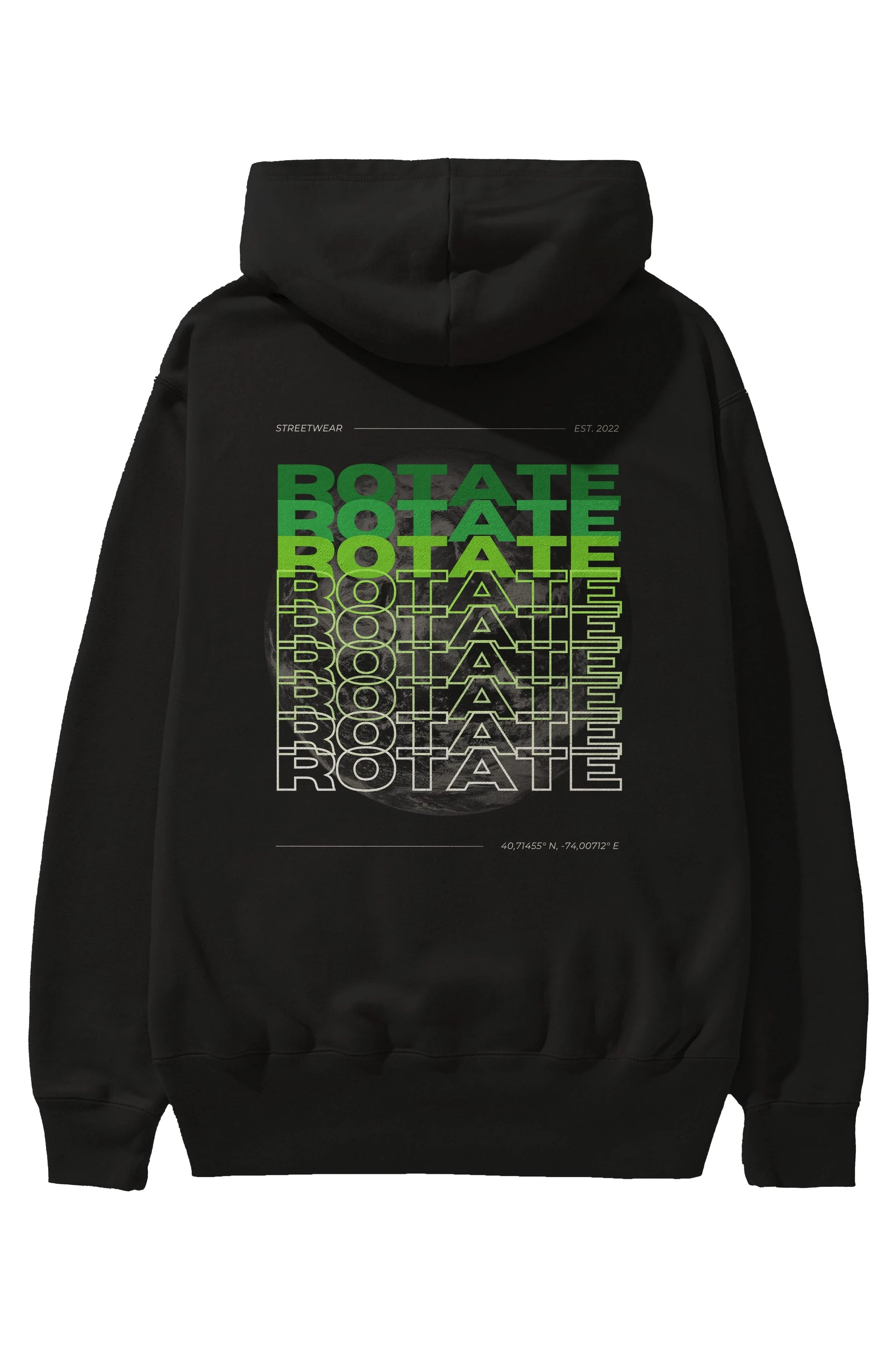 Rotate Yazılı Arka Baskılı Oversize Hoodie Kapüşonlu Sweatshirt Erkek Kadın Unisex