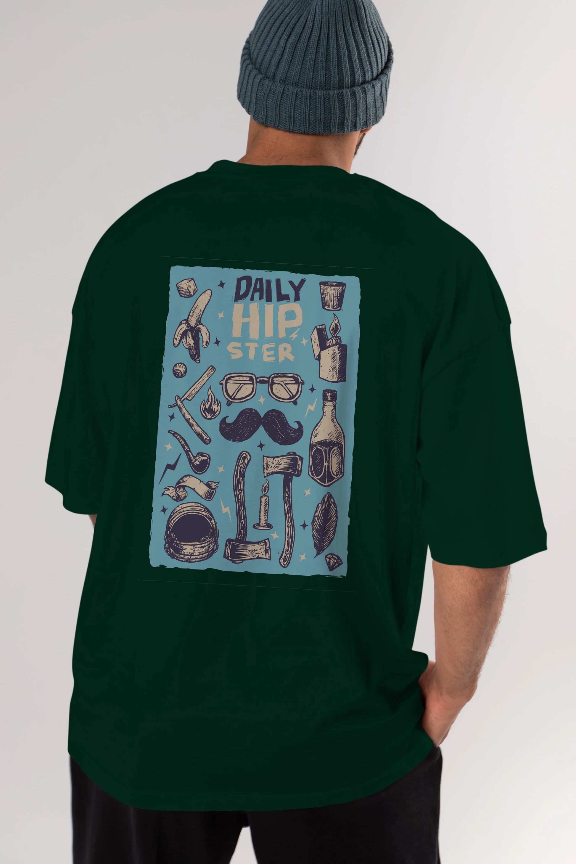 Hipster Arka Baskılı Oversize t-shirt Erkek Kadın Unisex %100 Pamuk