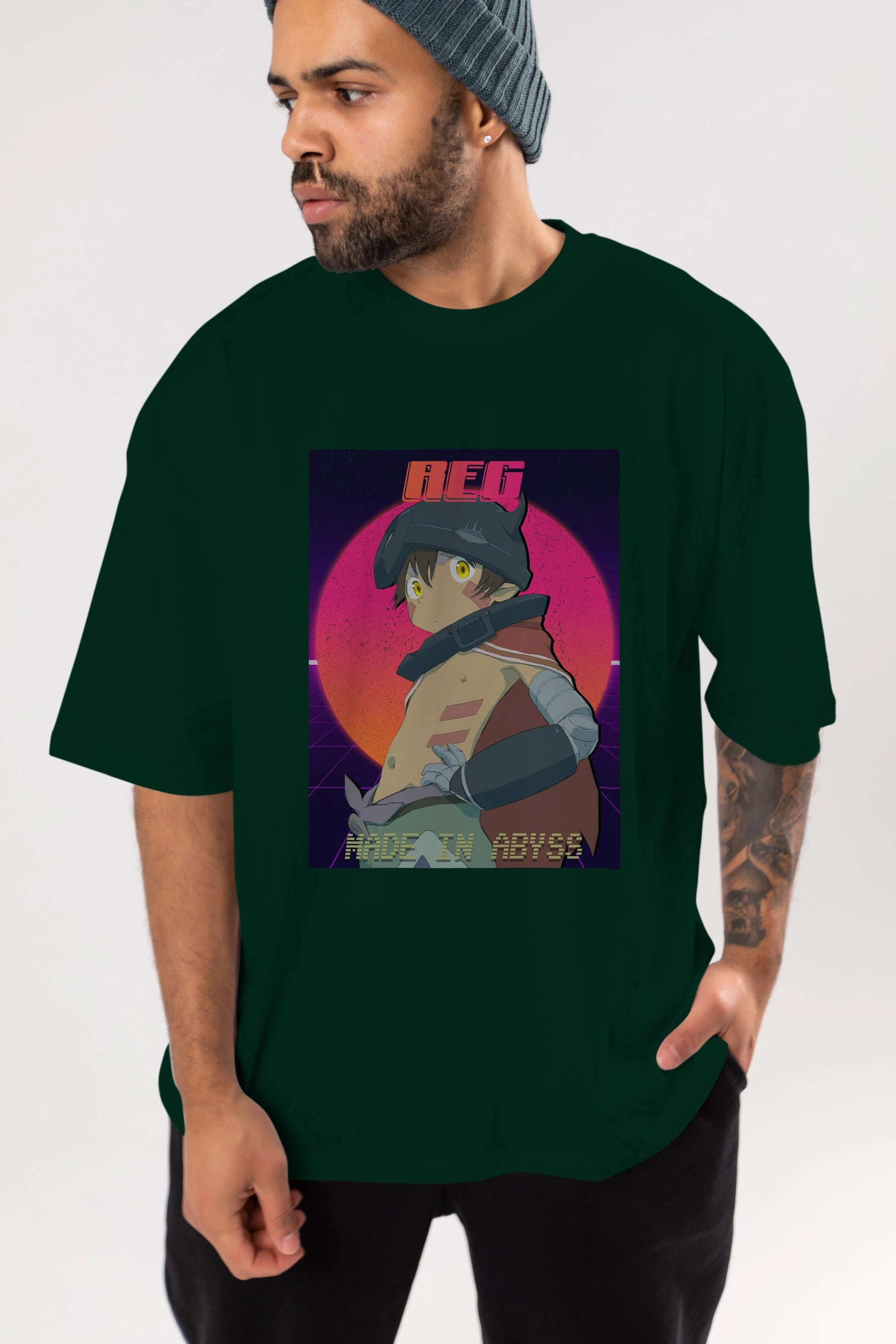Reg 7 Anime Ön Baskılı Oversize t-shirt %100 pamuk Erkek Kadın Unisex