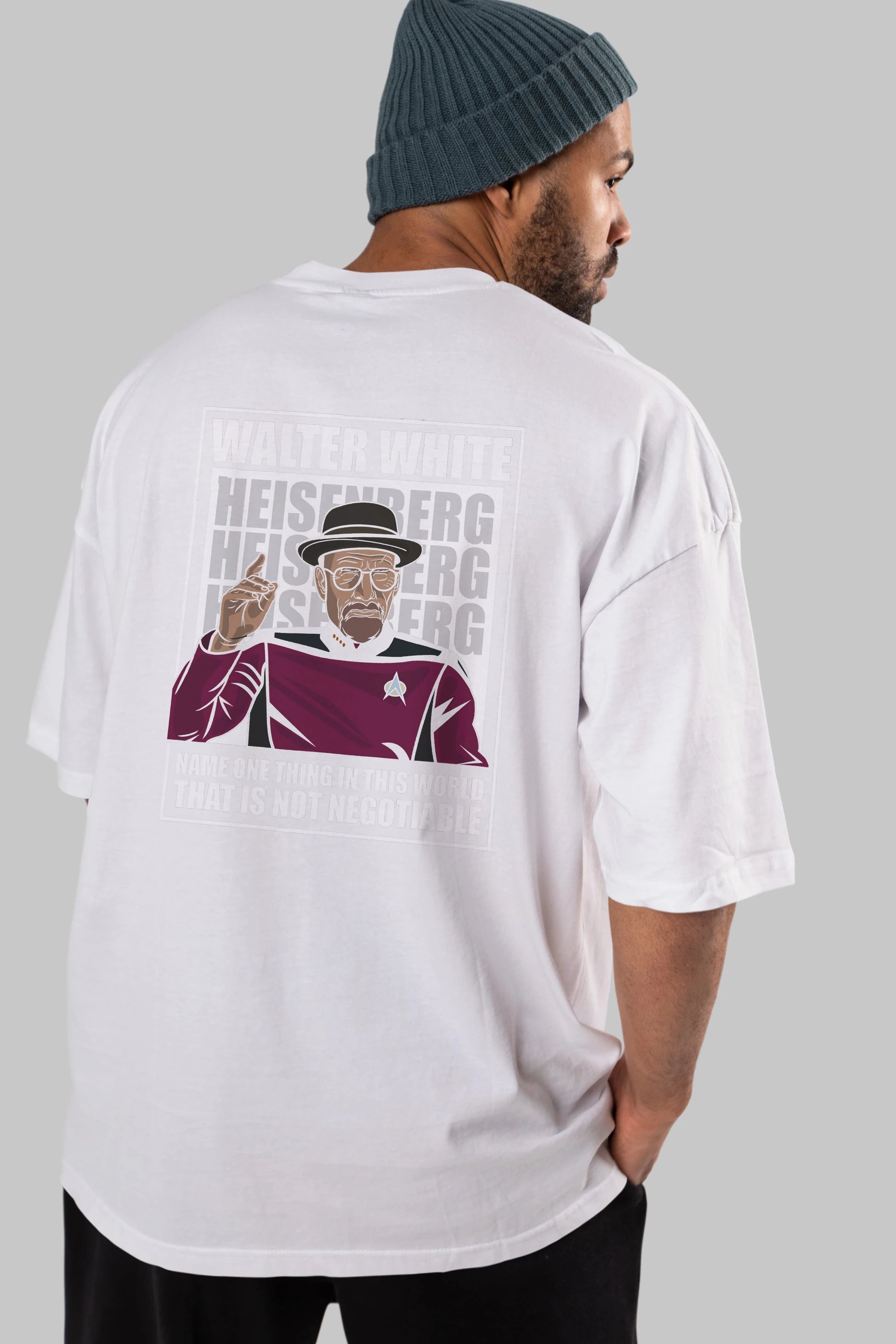 Captain Pixard Heisenberg Arka Baskılı Oversize t-shirt Erkek Kadın Unisex %100 Pamuk tişort