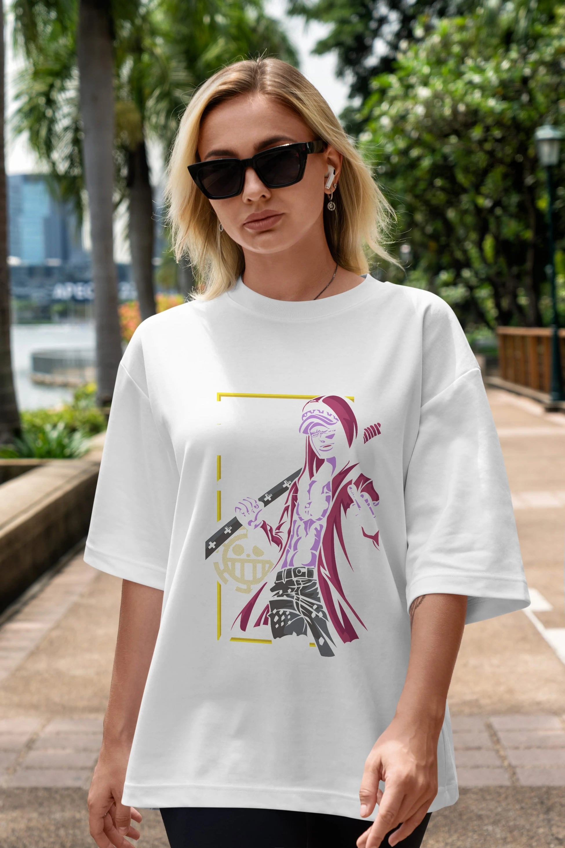 Trafalgar D. Water Law Anime Ön Baskılı Oversize t-shirt Erkek Kadın Unisex
