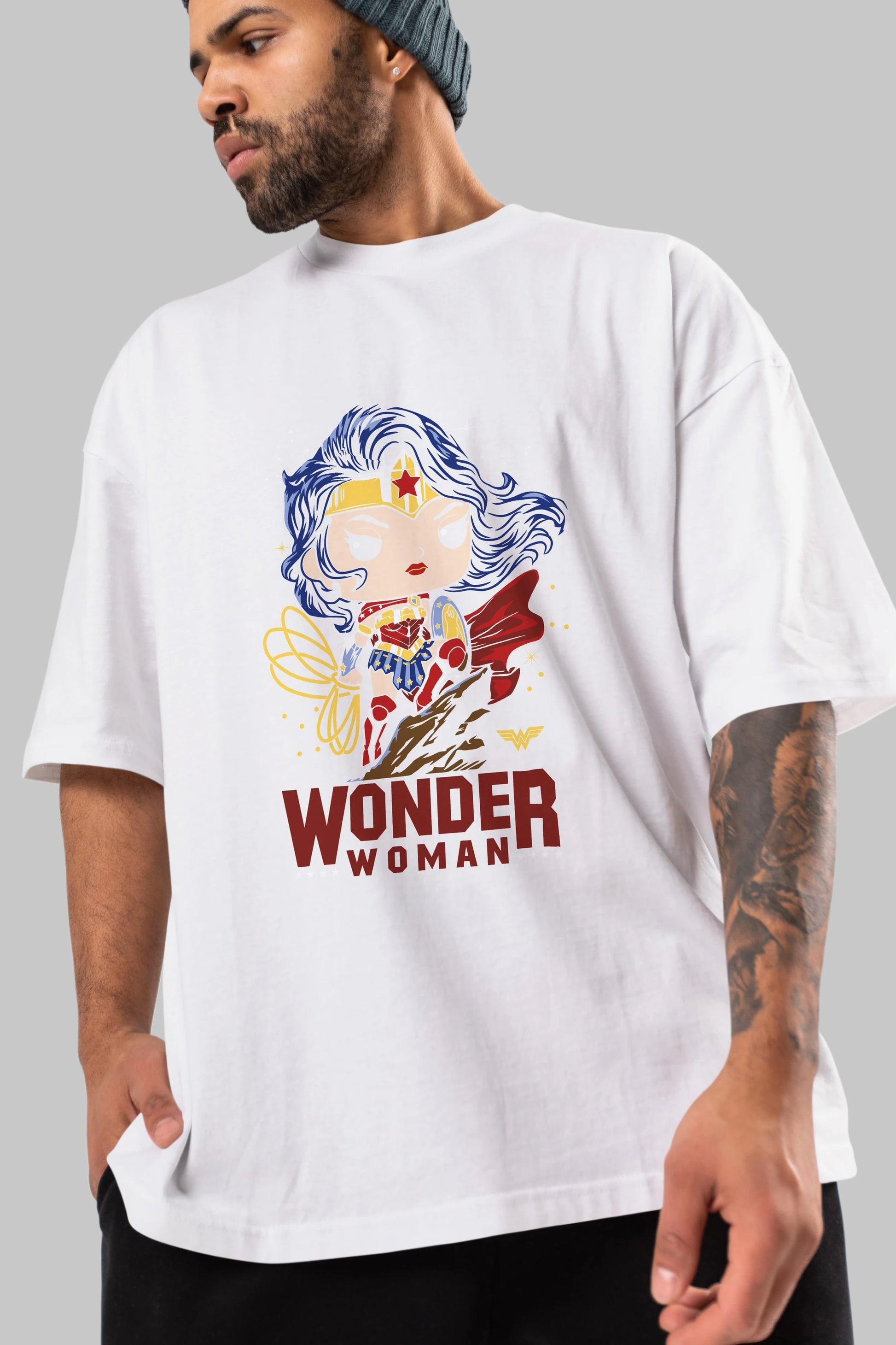 Wonder Woman (2) Ön Baskılı Oversize t-shirt Erkek Kadın Unisex %100 Pamuk Bisiklet Yaka tişort