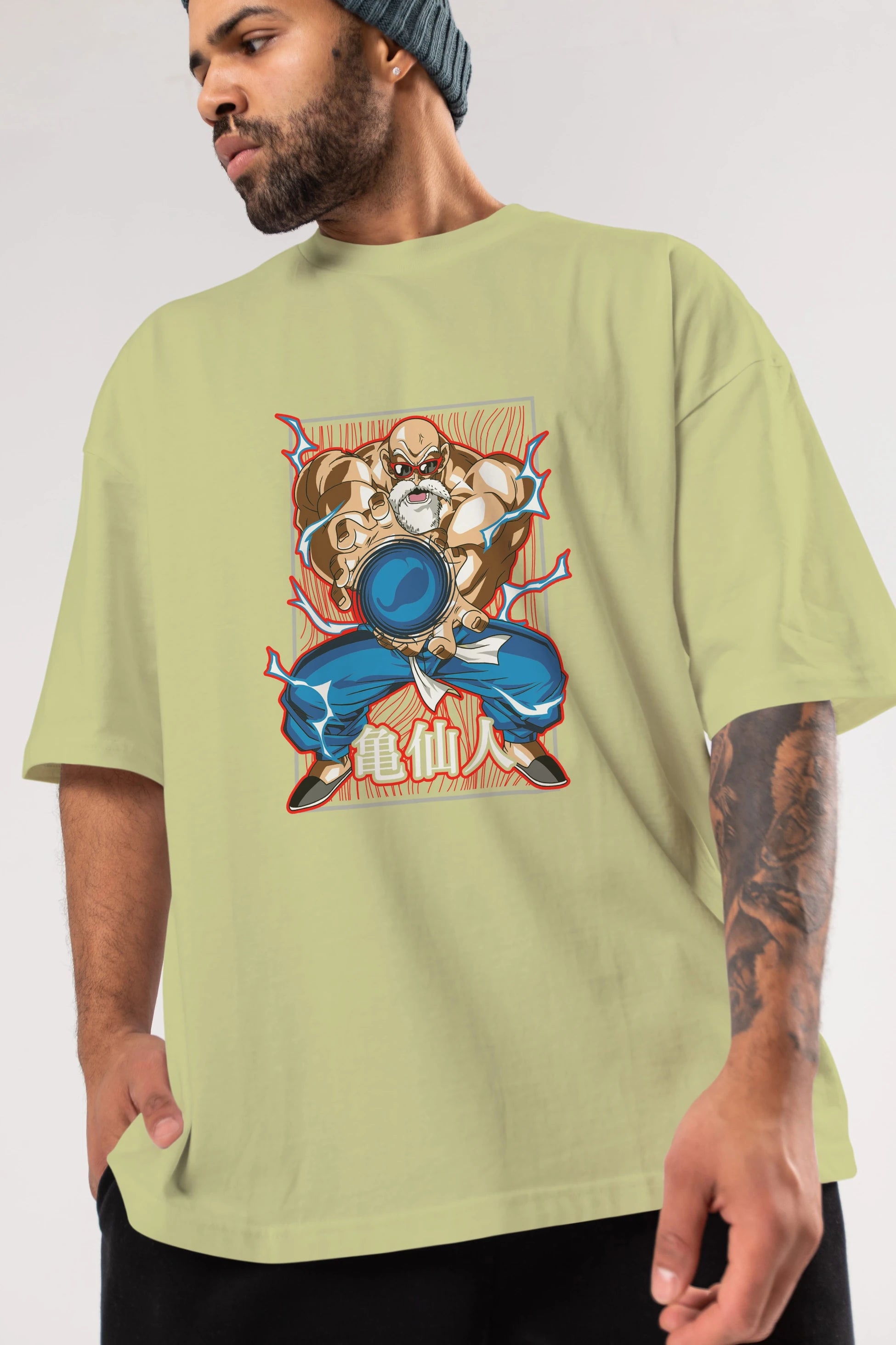 DragonBall MaestroRoshi Anime Ön Baskılı Oversize t-shirt %100 pamuk Erkek Kadın Unisex