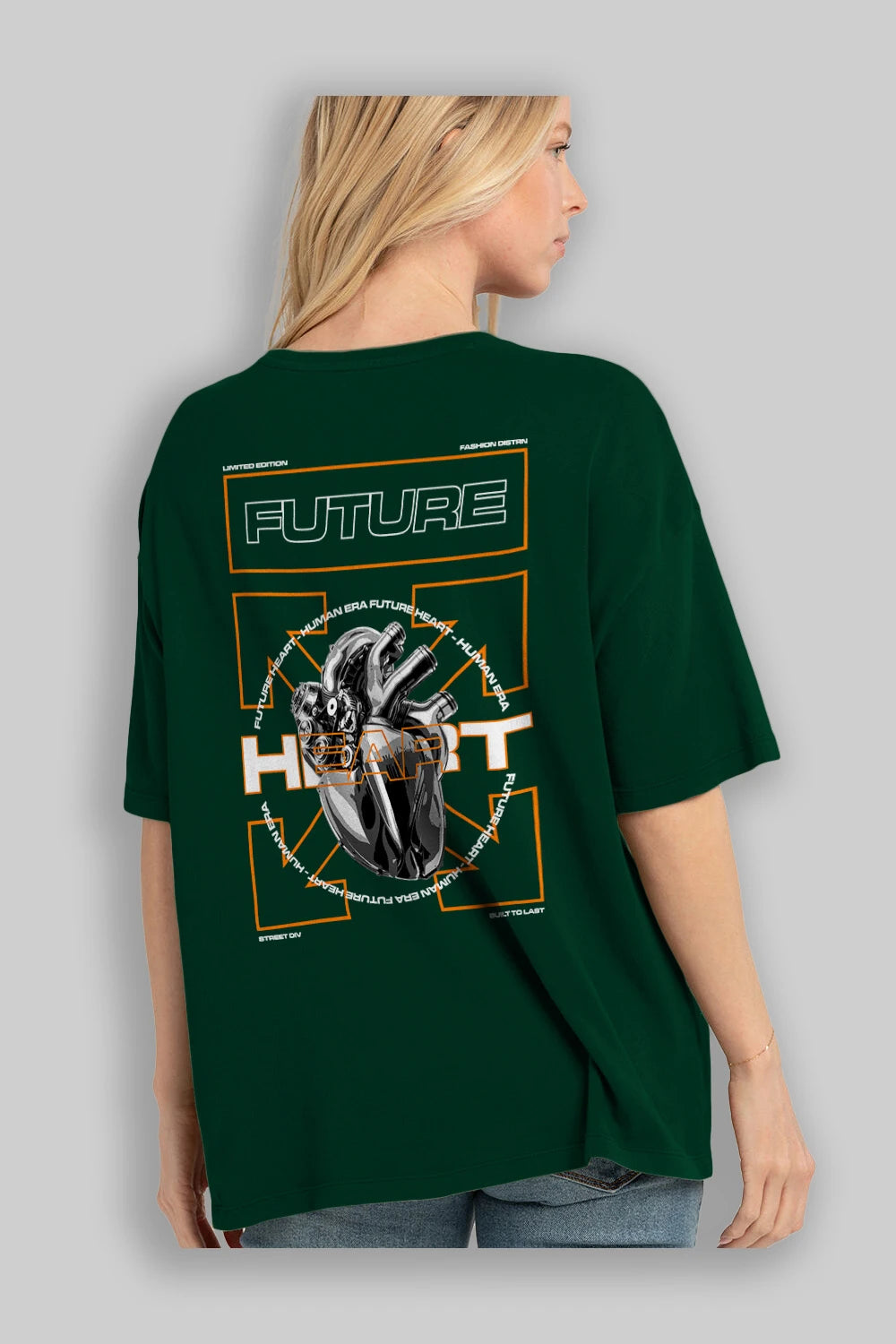 Future Heart Arka Baskılı Oversize t-shirt Erkek Kadın Unisex