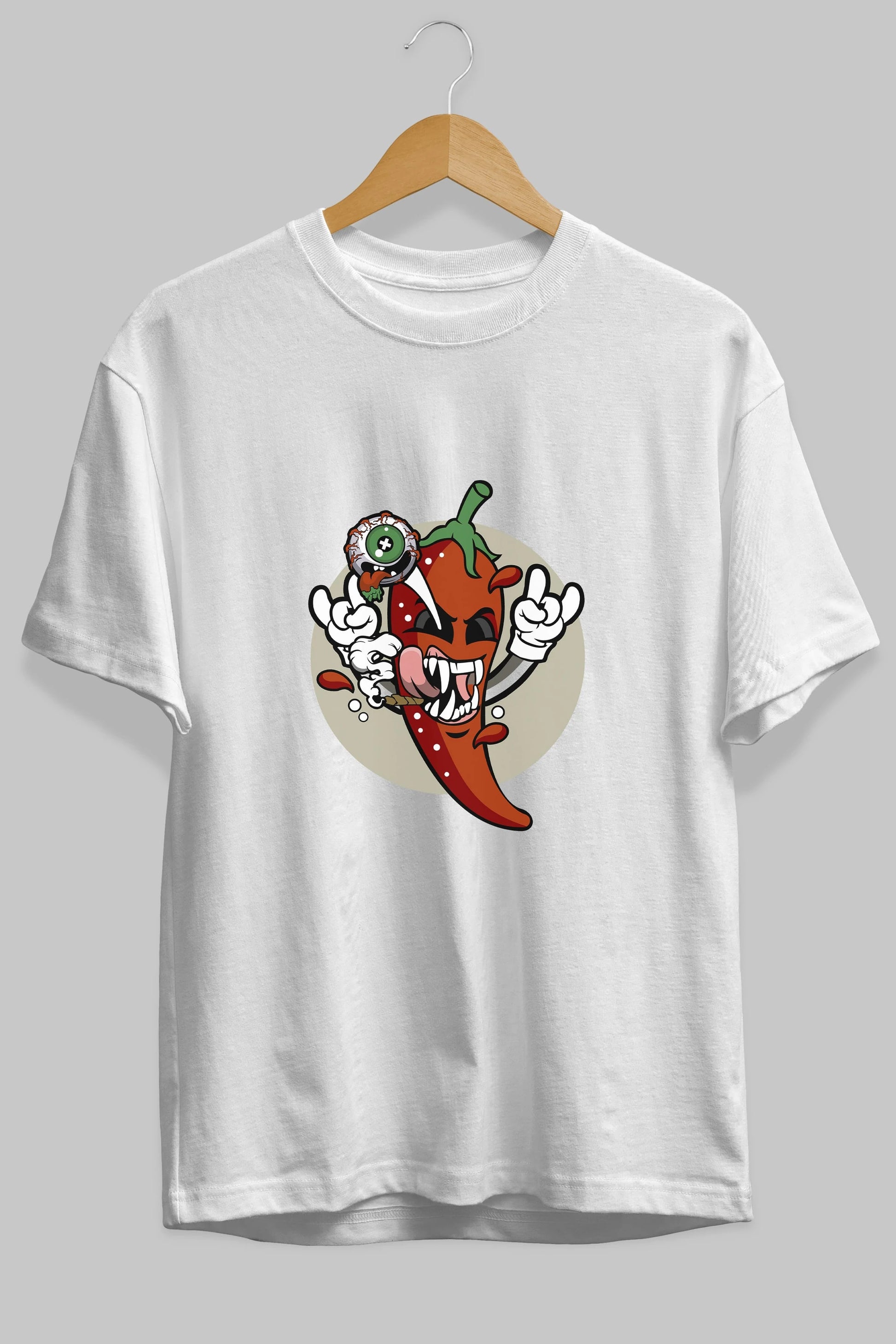 Chili Monster Ön Baskılı Oversize t-shirt Erkek Kadın Unisex %100 Pamuk tişort