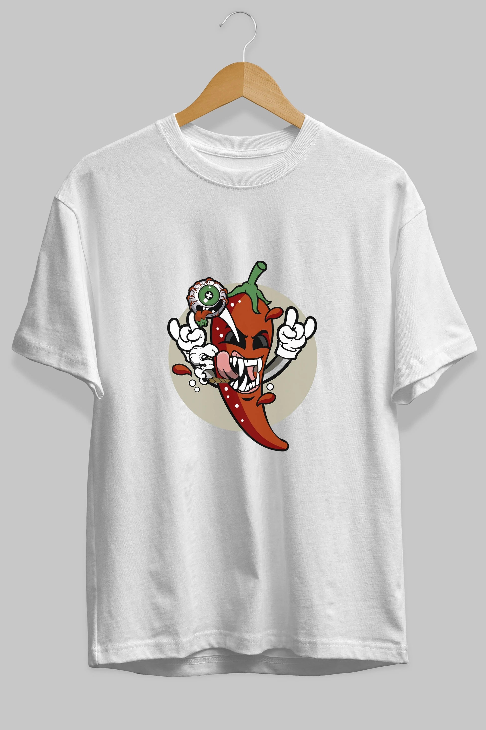 Chili Monster Ön Baskılı Oversize t-shirt Erkek Kadın Unisex %100 Pamuk tişort