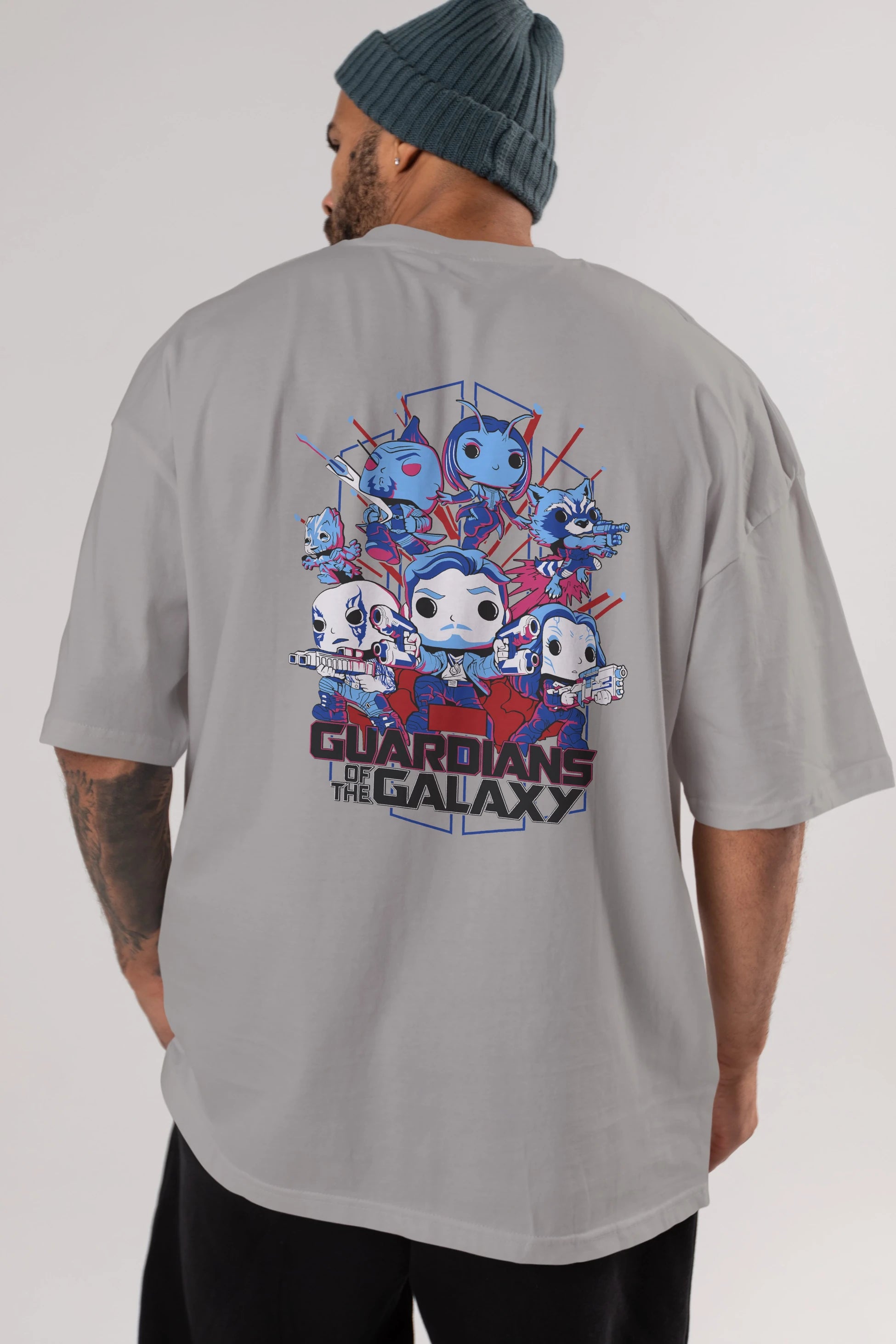 Guardians of the Galaxy Arka Baskılı Oversize t-shirt Erkek Kadın Unisex %100 Pamuk Bisiklet Yaka tişort