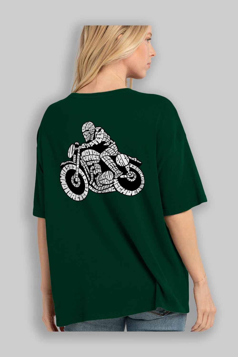 Caferacer Arka Baskılı Oversize t-shirt %100 pamuk Erkek Kadın Unisex