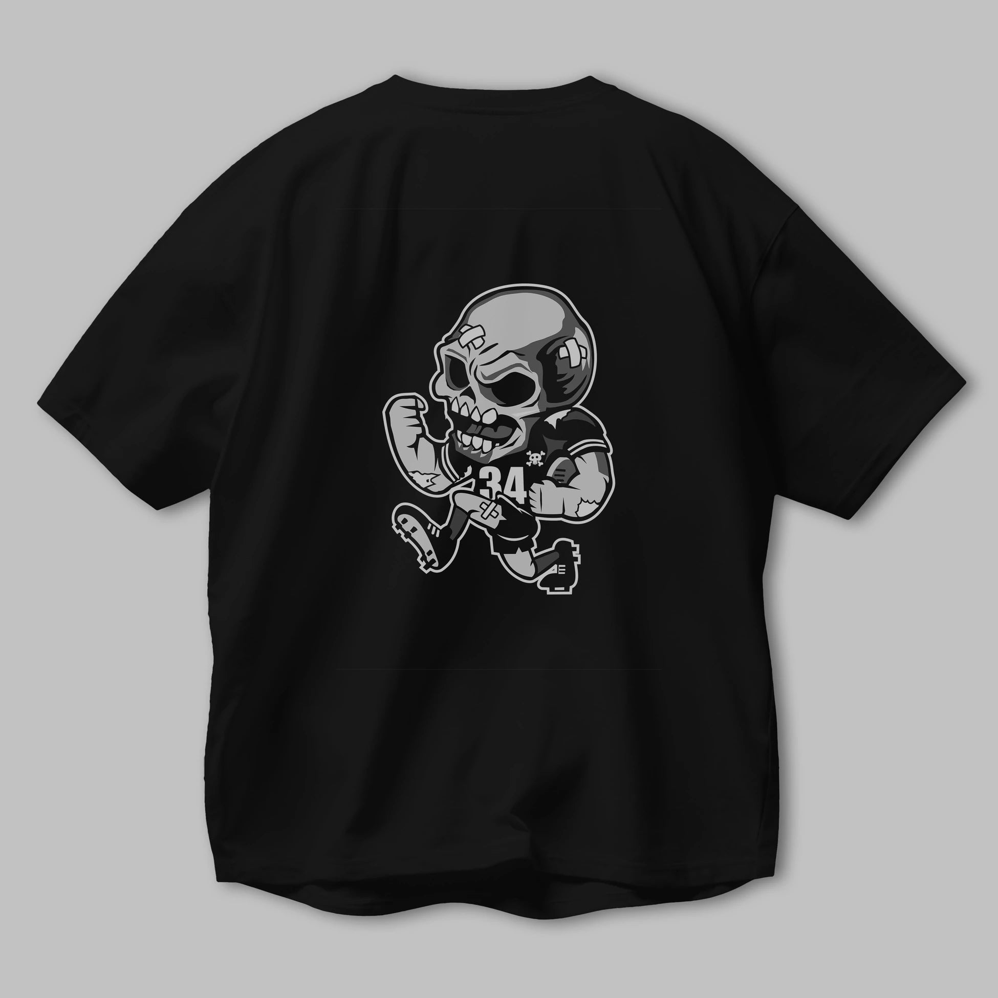 Skull Football Arka Baskılı Oversize t-shirt Erkek Kadın Unisex %100 Pamuk tişort