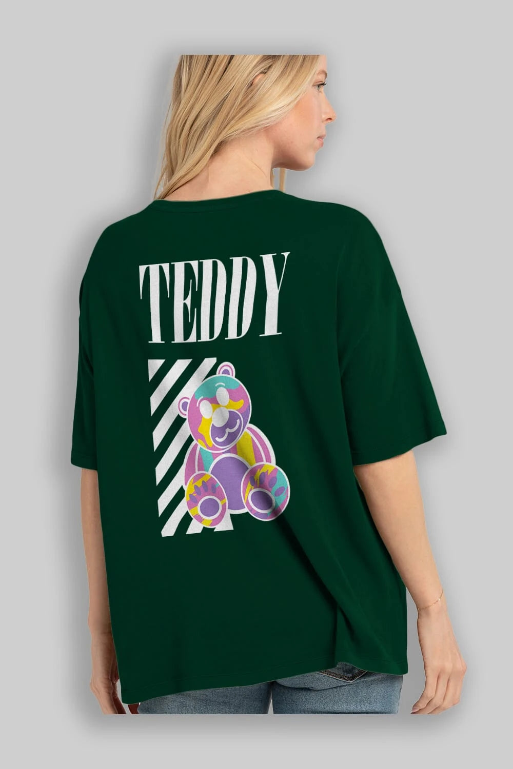 Teddy Bear 2 Arka Baskılı Oversize t-shirt Erkek Kadın Unisex