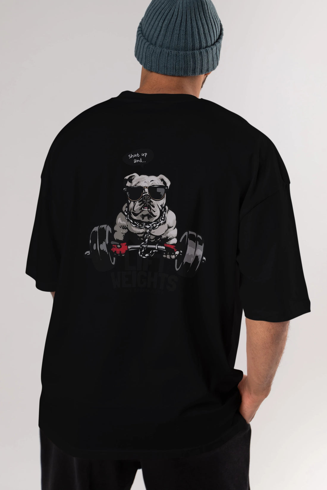 Teddy Bear Lift Weights Arka Baskılı Oversize t-shirt Erkek Kadın Unisex %100 Pamuk